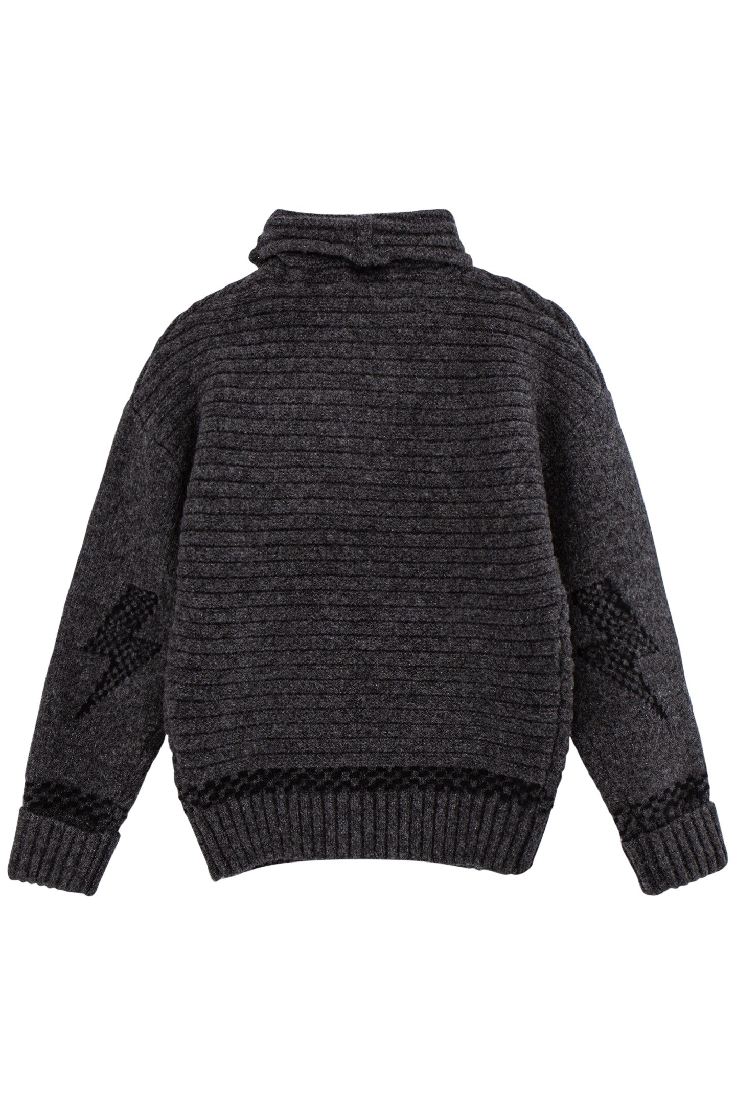 BOY'S GREY LIGHTNING, CHECKERBOARD INTARSIA KNIT CARDIGAN 2