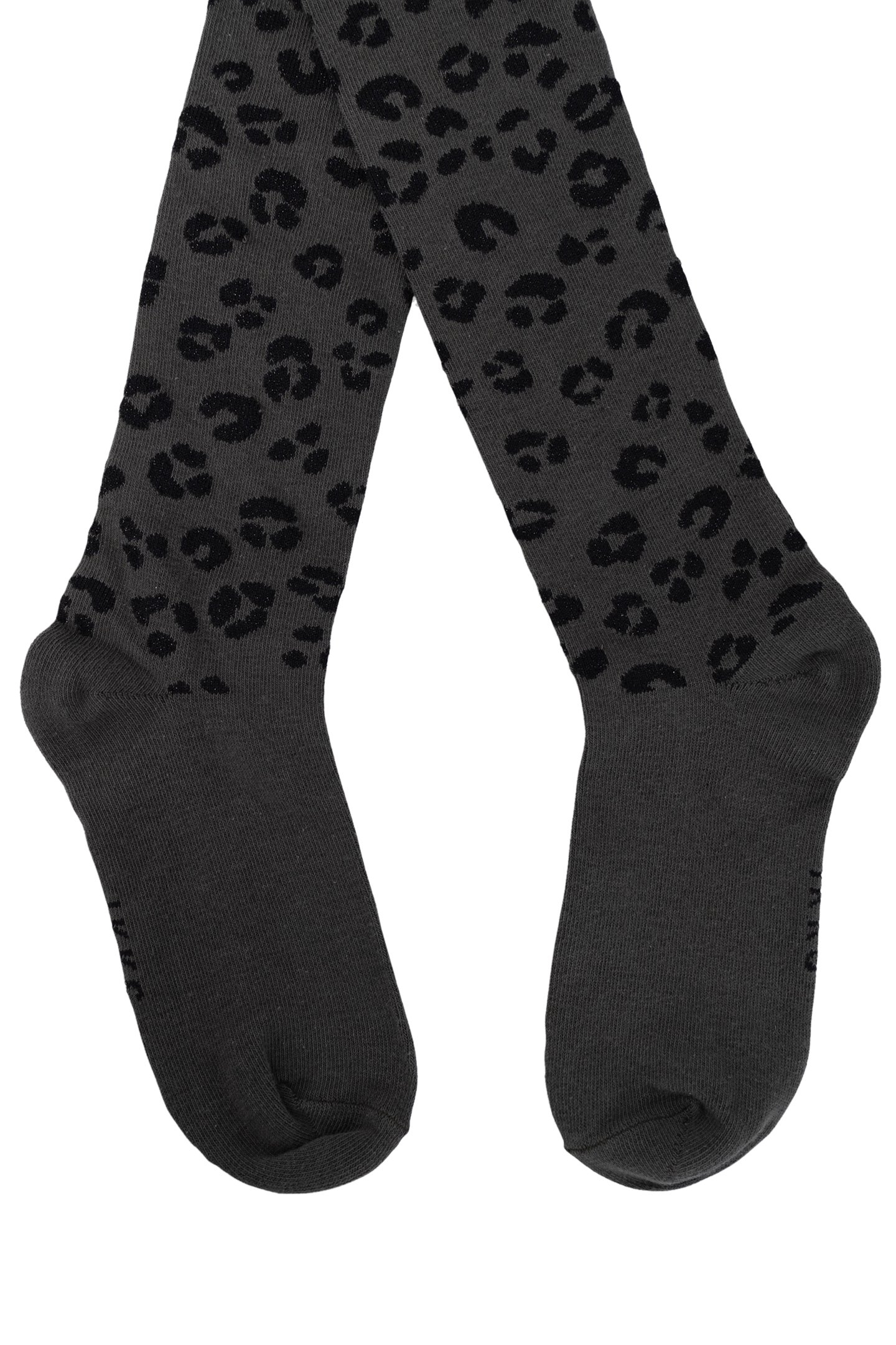 KHAKI LEOPARD PRINT KNITTED TIGHTS LUREX GIRL 4