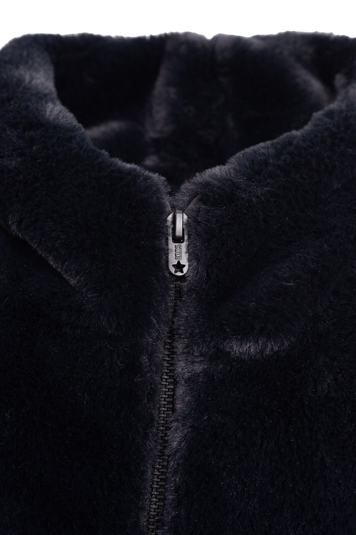 GIRL'S BLACK HOODED SHERPA MAXI HERRINGBONE BACK JACKET 4