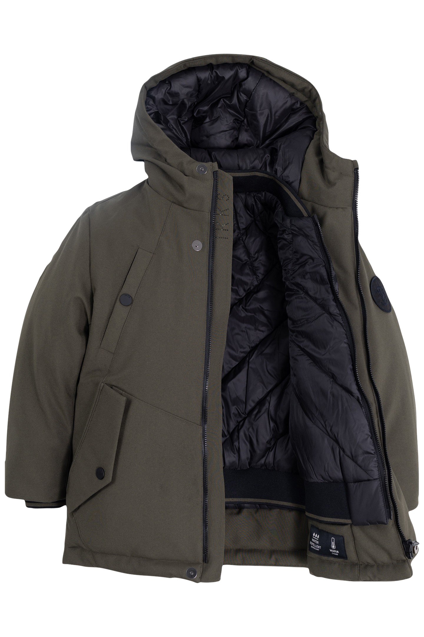 BOY'S 2-IN-1 KHAKI PARKA WITH BLACK QUILTED JACKET 4