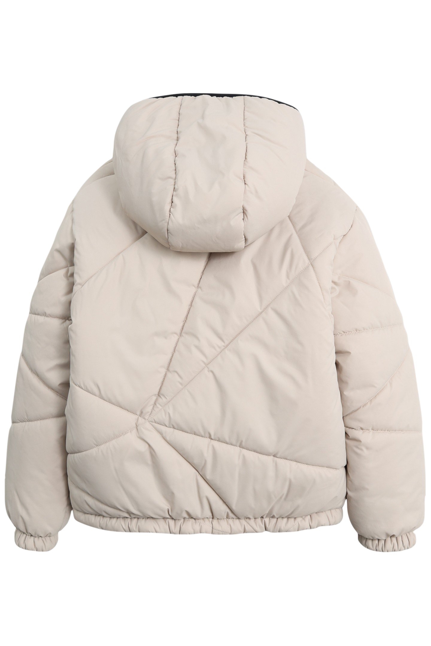 BEIGE AND BLACK QUILTED REVERSIBLE DOWN JACKET FOR BOYS 2