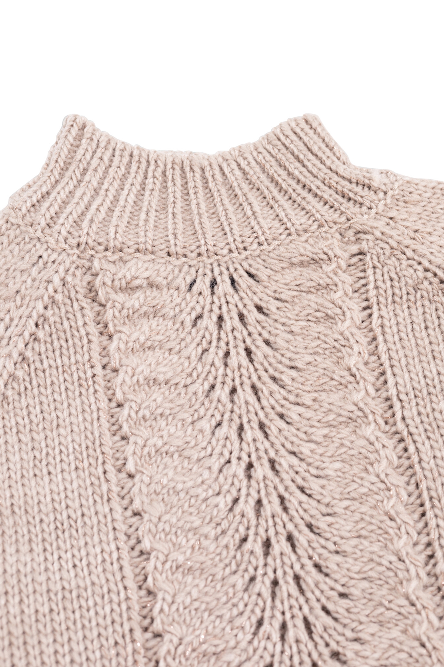 GIRL'S BEIGE OPENWORK KNIT SWEATER 3