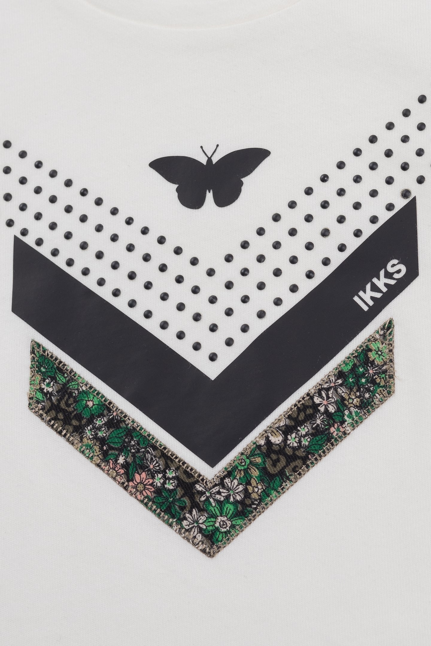 GIRLS' MULTI-MATERIAL ECRU CHEVRON PRINT T-SHIRT 5