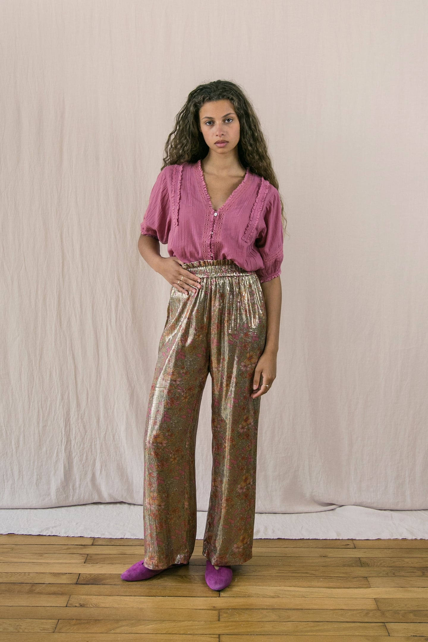 PANTS OLIVIA KHAKI MULTI FLOWERS 2