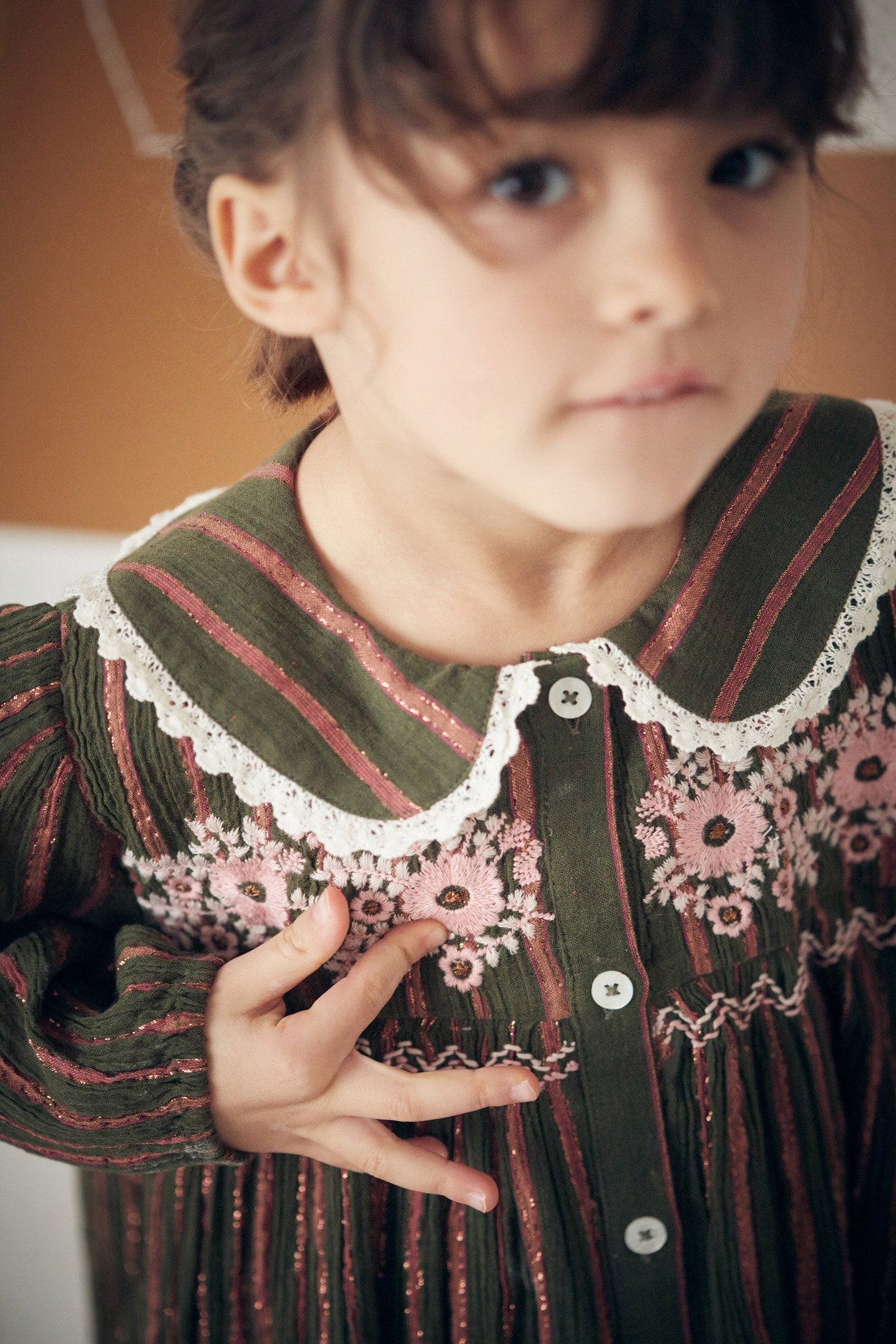 DRESS MARLOTTA KHAKI COPPER STRIPES 3