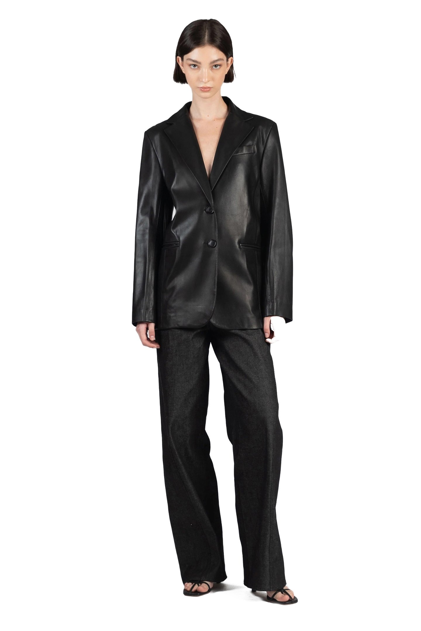 LEATHER SUIT JACKET BLACK 1