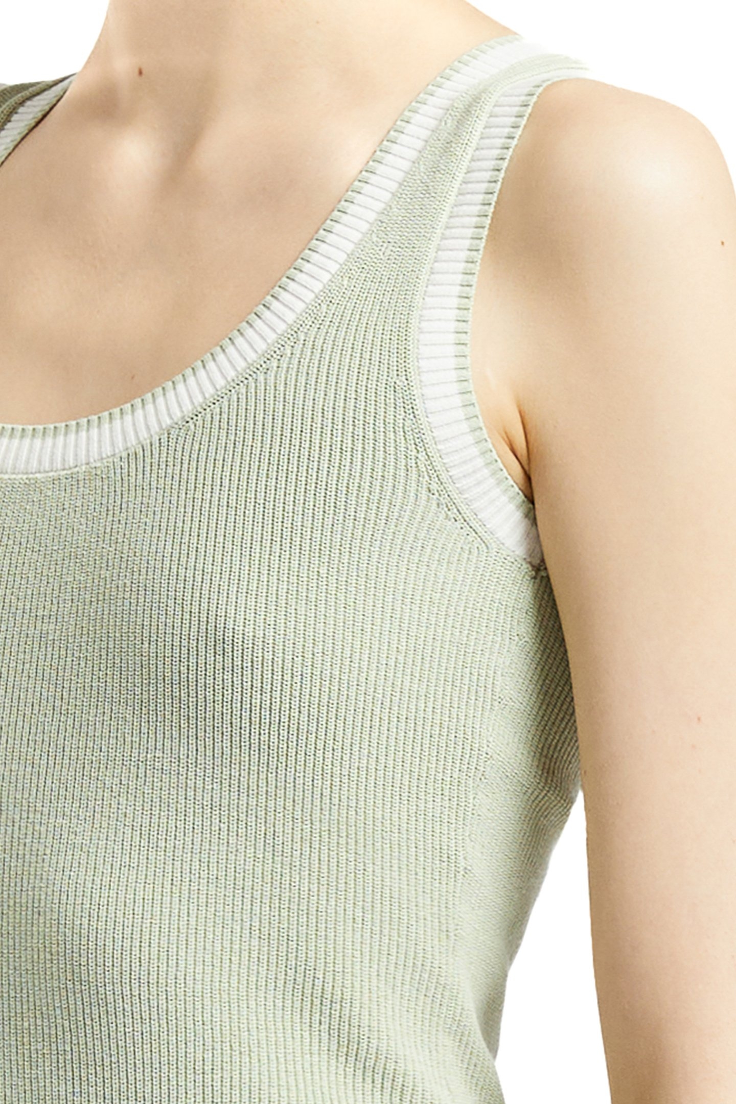 KNIT TANK TOP SAGE/WHITE 4