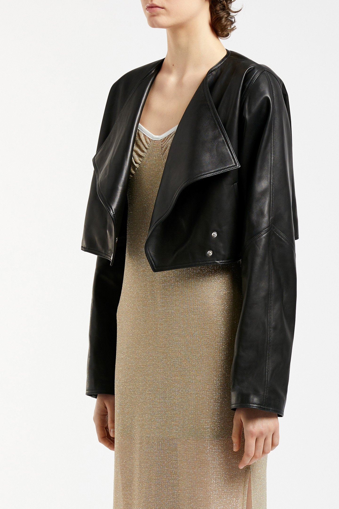 CROPPED LEATHER JACKET BLACK 1