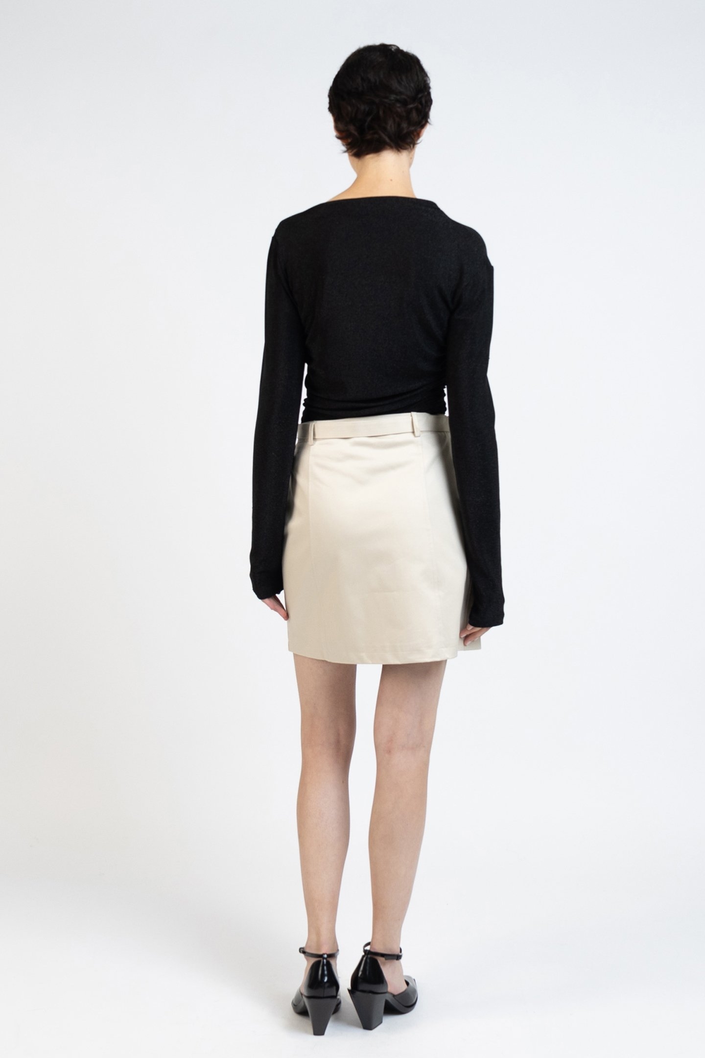 GABARDINE MINI SKIRT BEIGE 3
