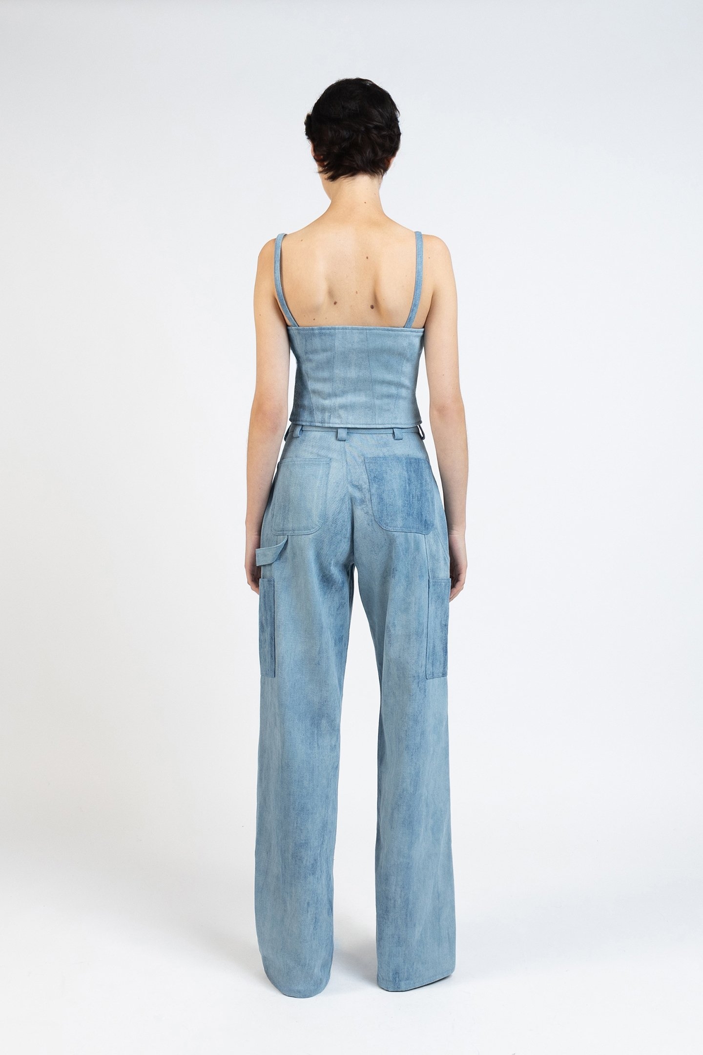 DENIM CARGO TROUSERS LIGHT BLUE 2
