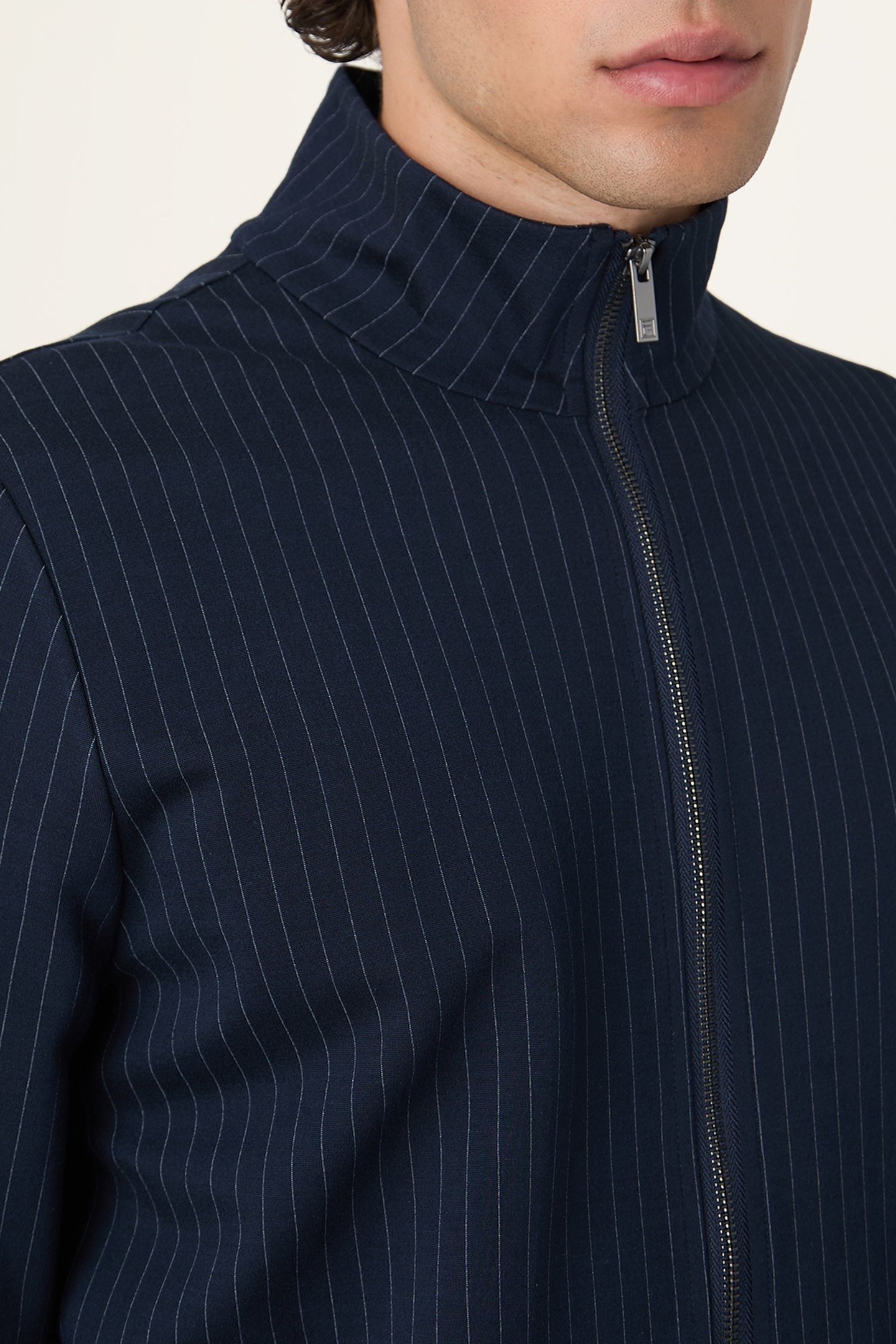 BRERA REGULAR PINSTRIPED TRACK JACKET BLACK IRIS / EGRET STR 6