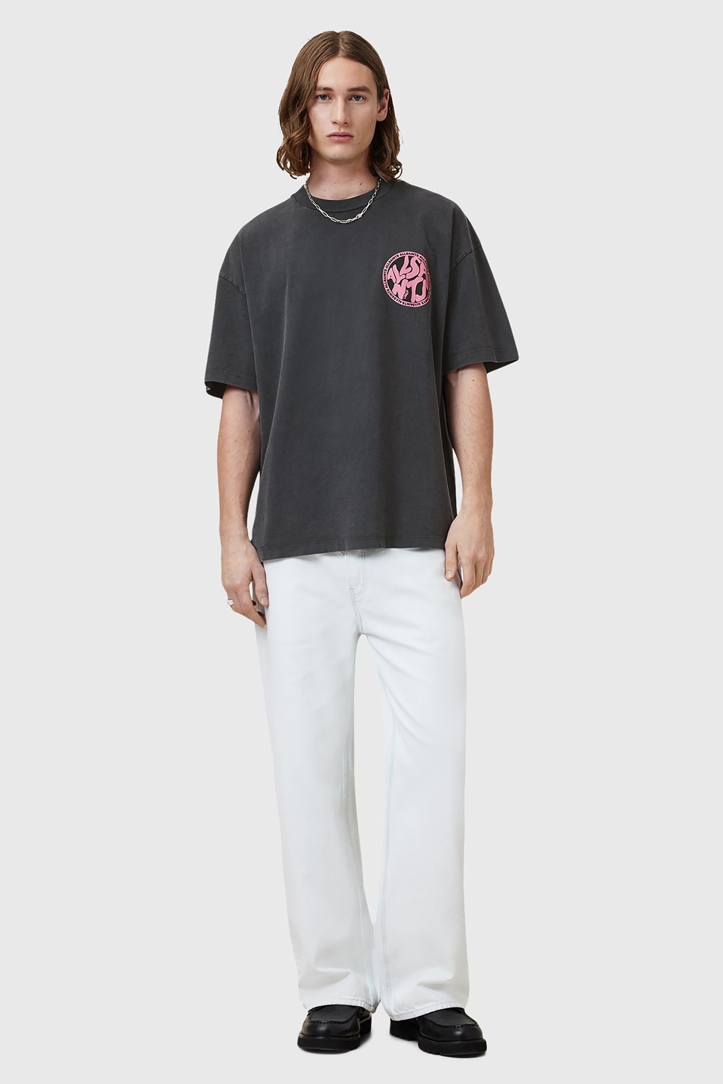 DISTORTION SS CREW WASHED BLACK/PINK 2