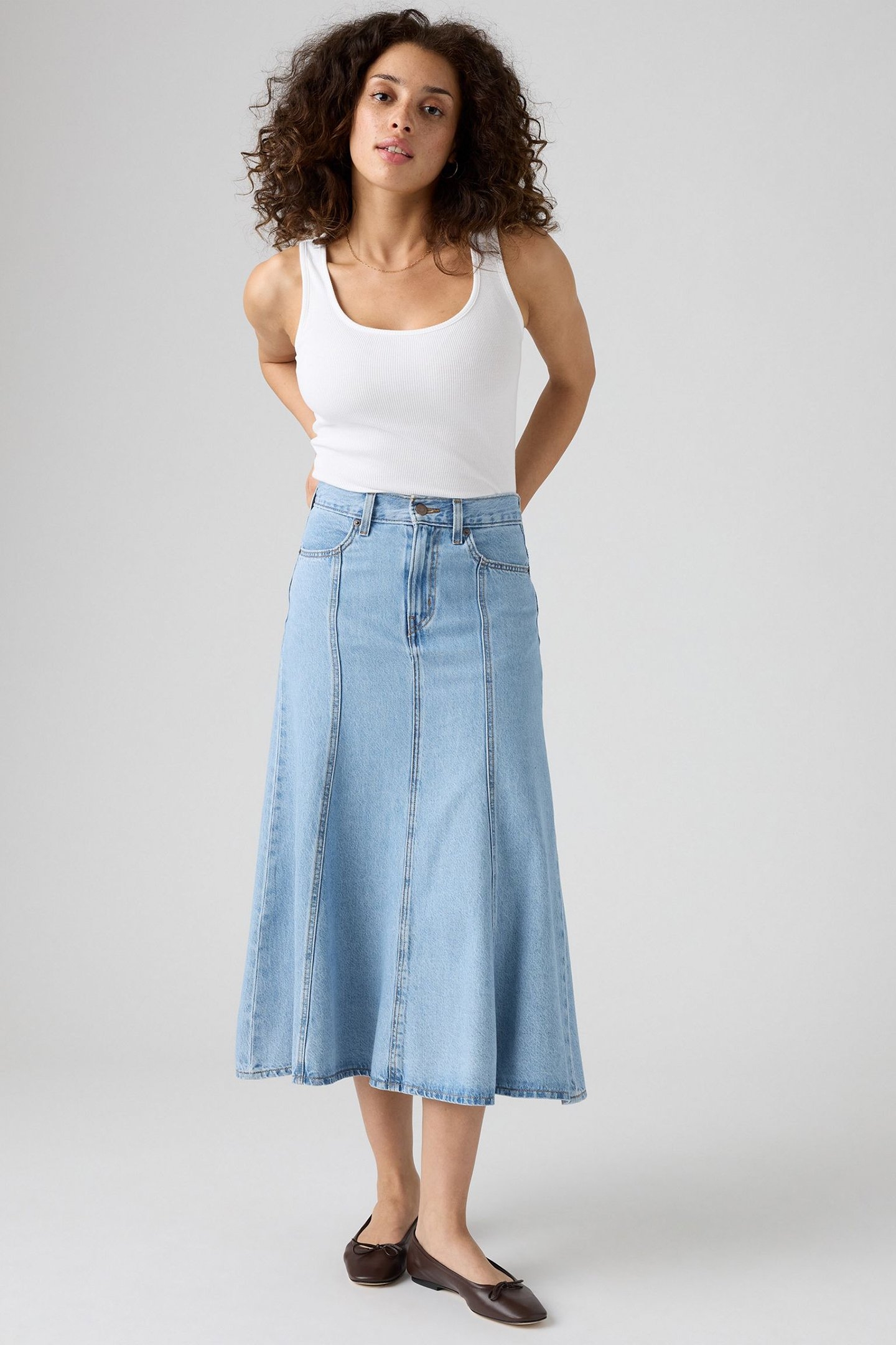 FIT AND FLARE SKIRT MED INDIGO 7