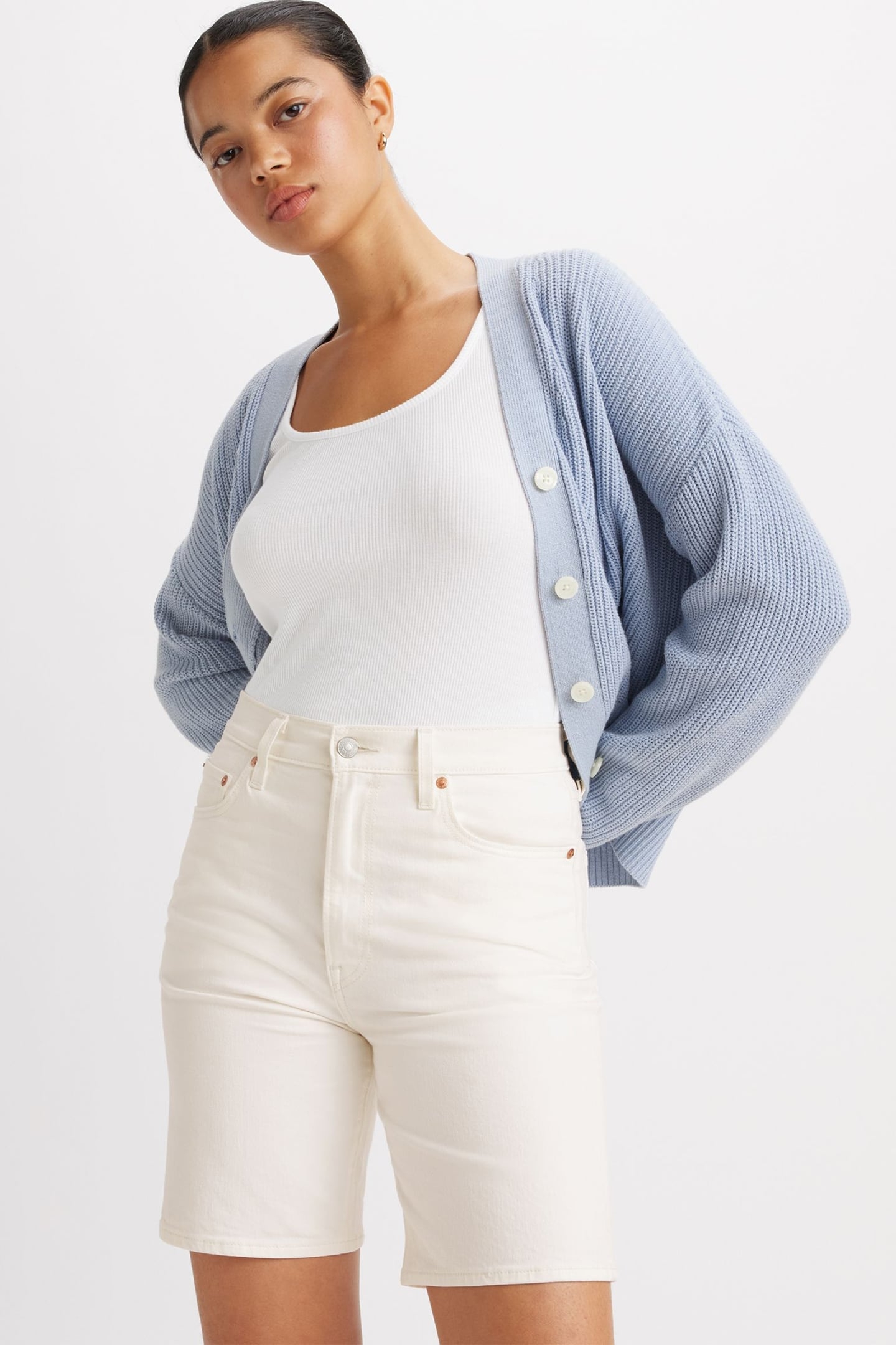 RIBCAGE BERMUDA SHORTS WHITE 1