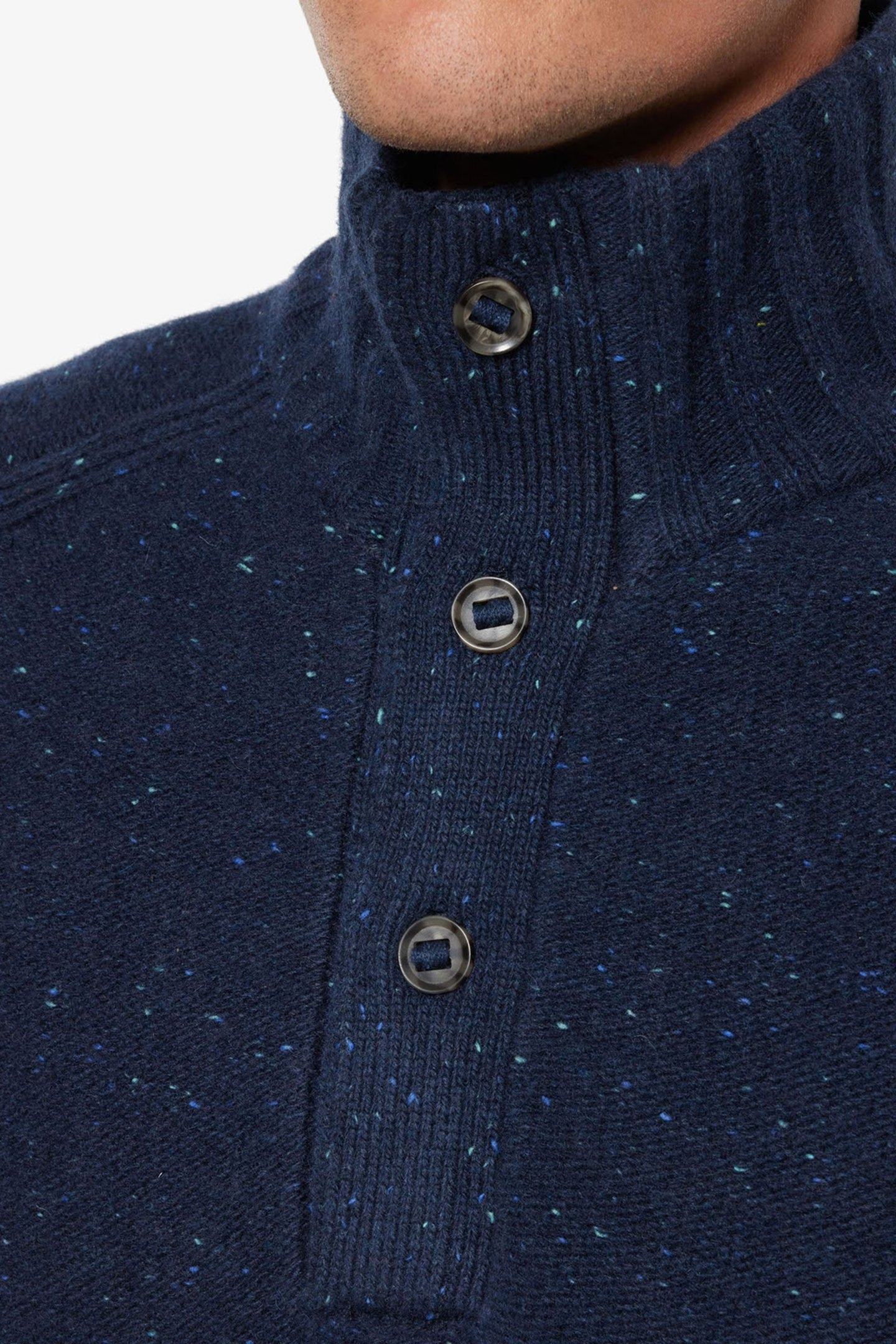 AMADEUSSI DONEGAL BUTTON KNIT DEEP MARINE MELANGE 6