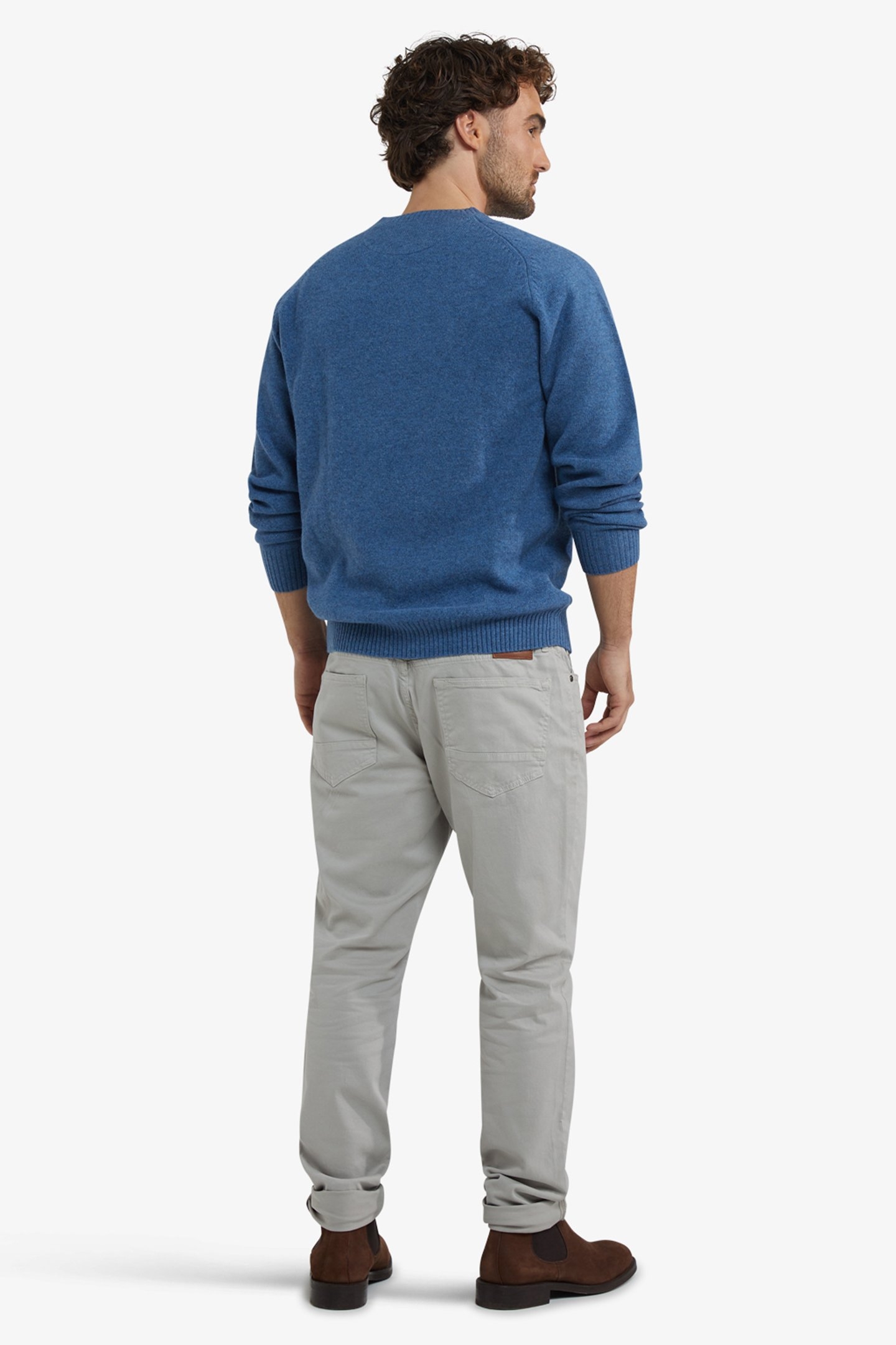 LAMBSWOOL CREW NECK SWEATER WORKER BLUE 3