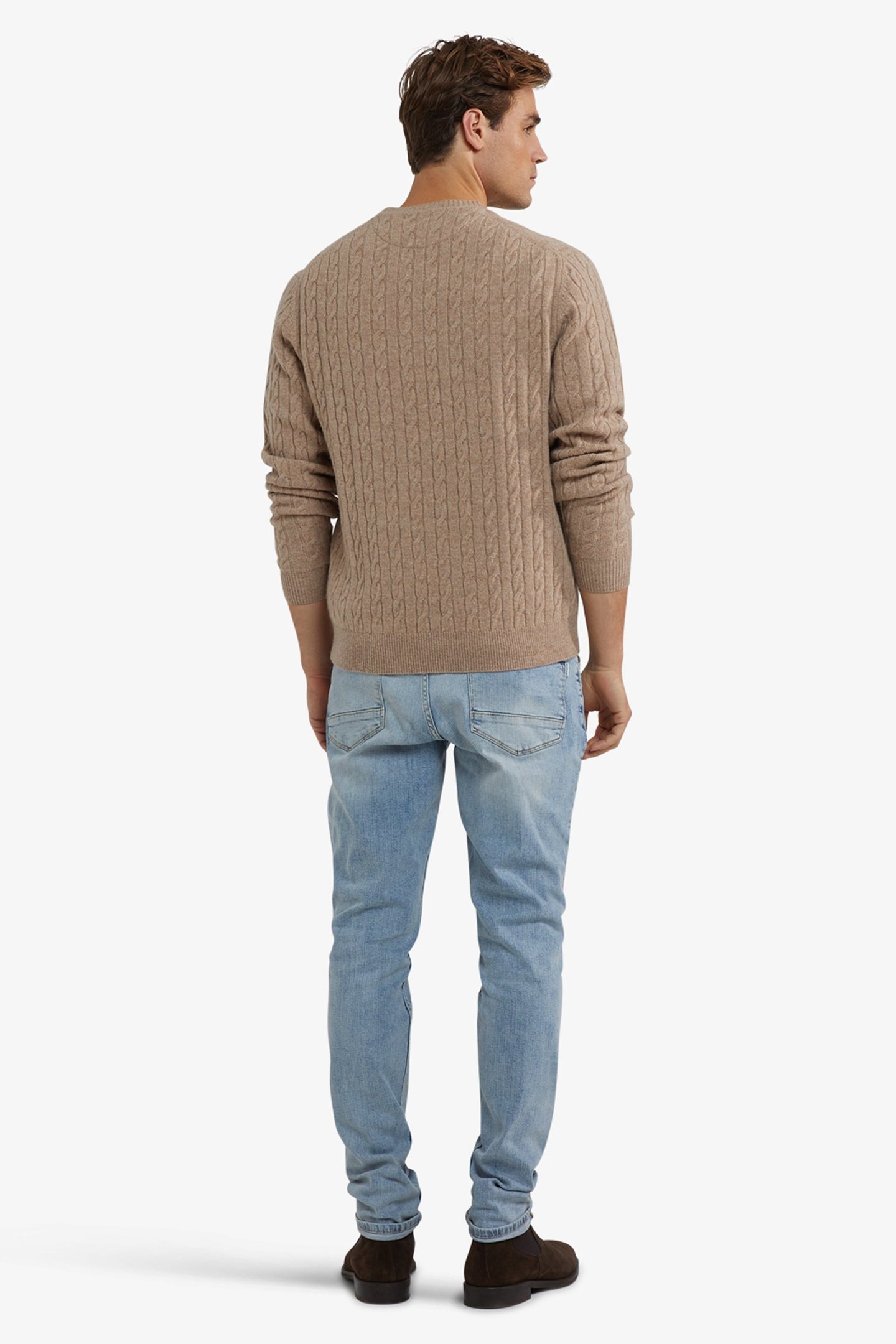 CABLE CREW NECK SWEATER SAND 3