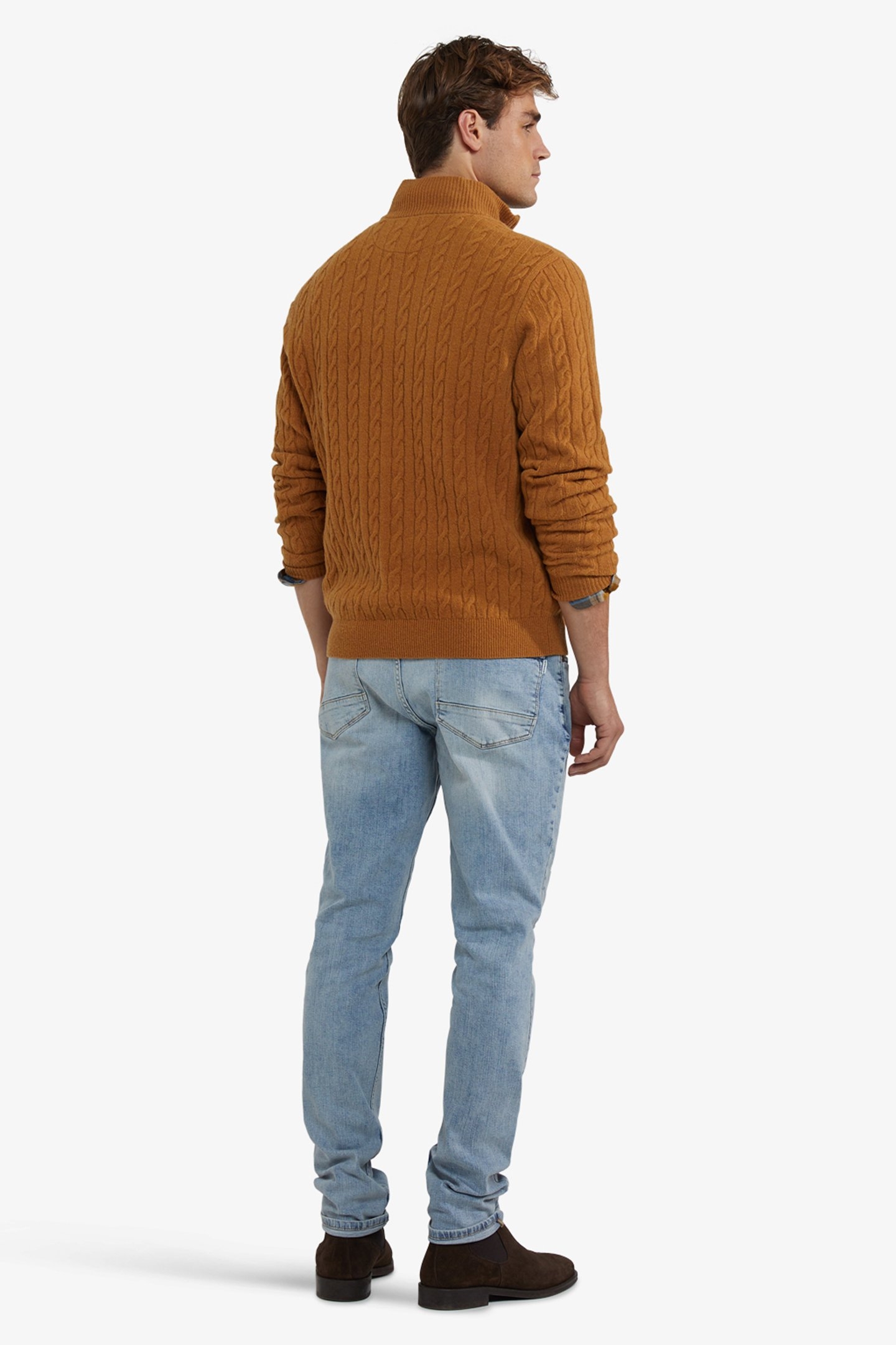 CABLE ZIP MOCK SWEATER AUTUMN YELLOW 3
