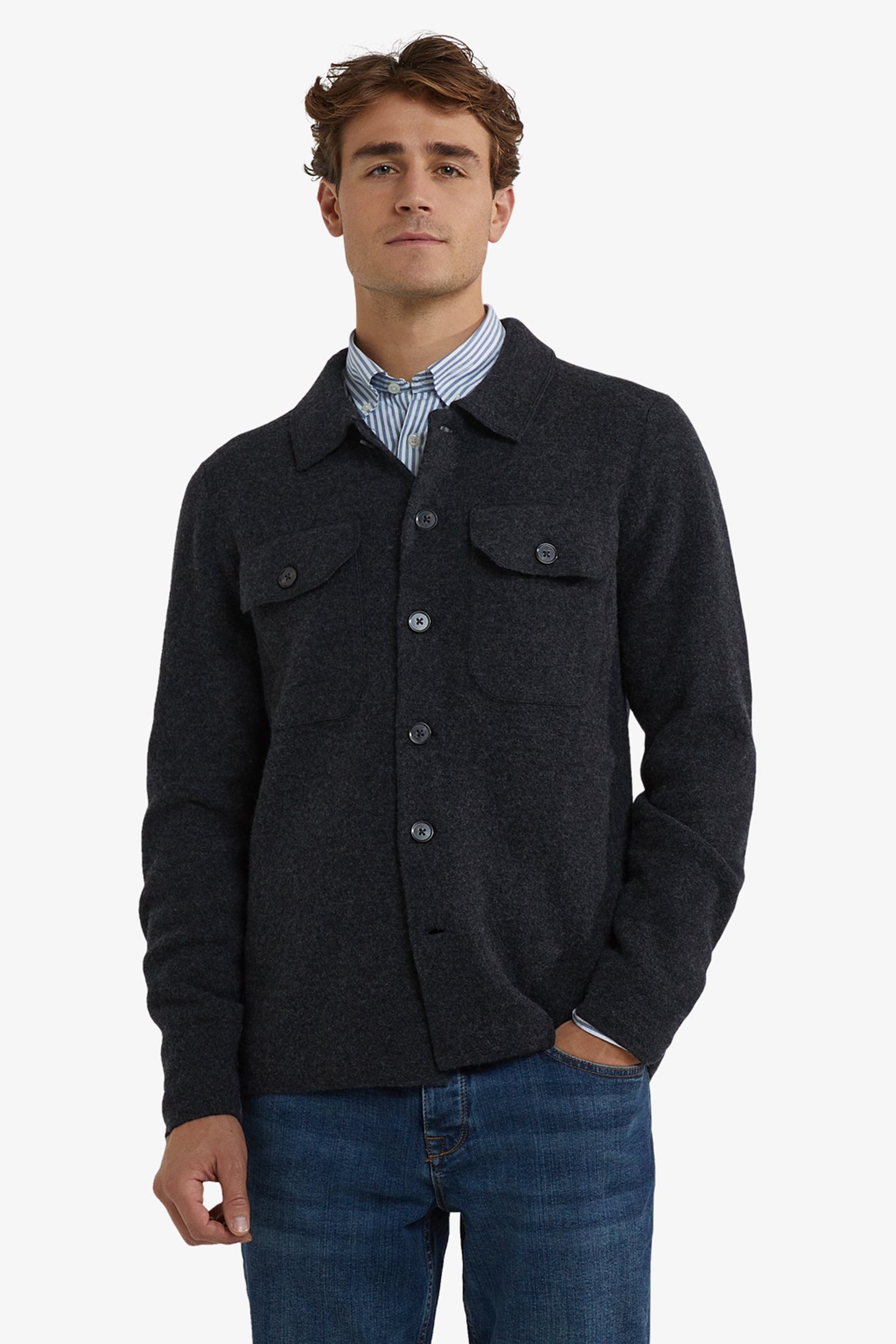 FASHION BUTTON CARDIGAN DARK GREY MELANGE 1