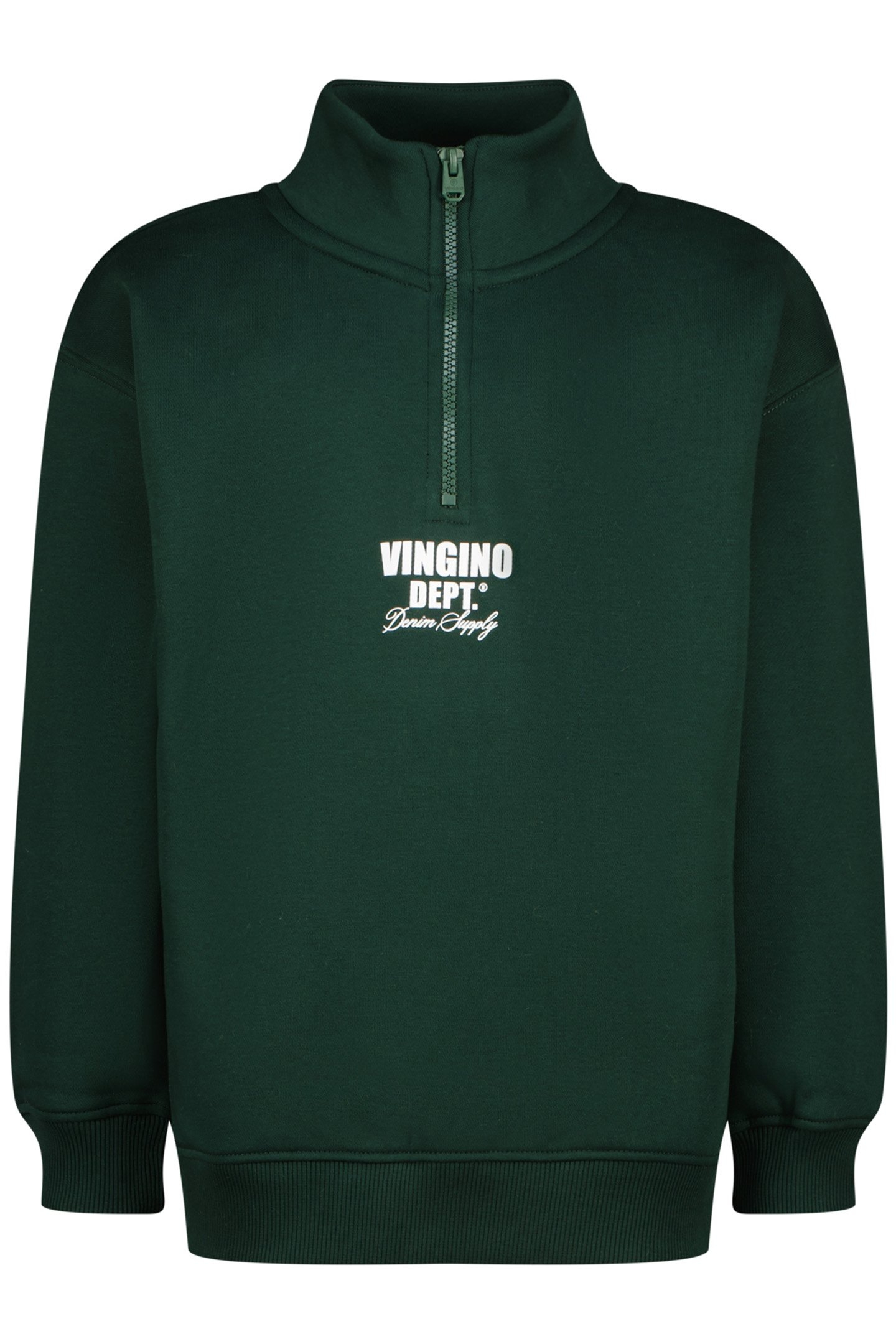 BOYS BASIC-HALF ZIP SWEATER RACING GREEN 1