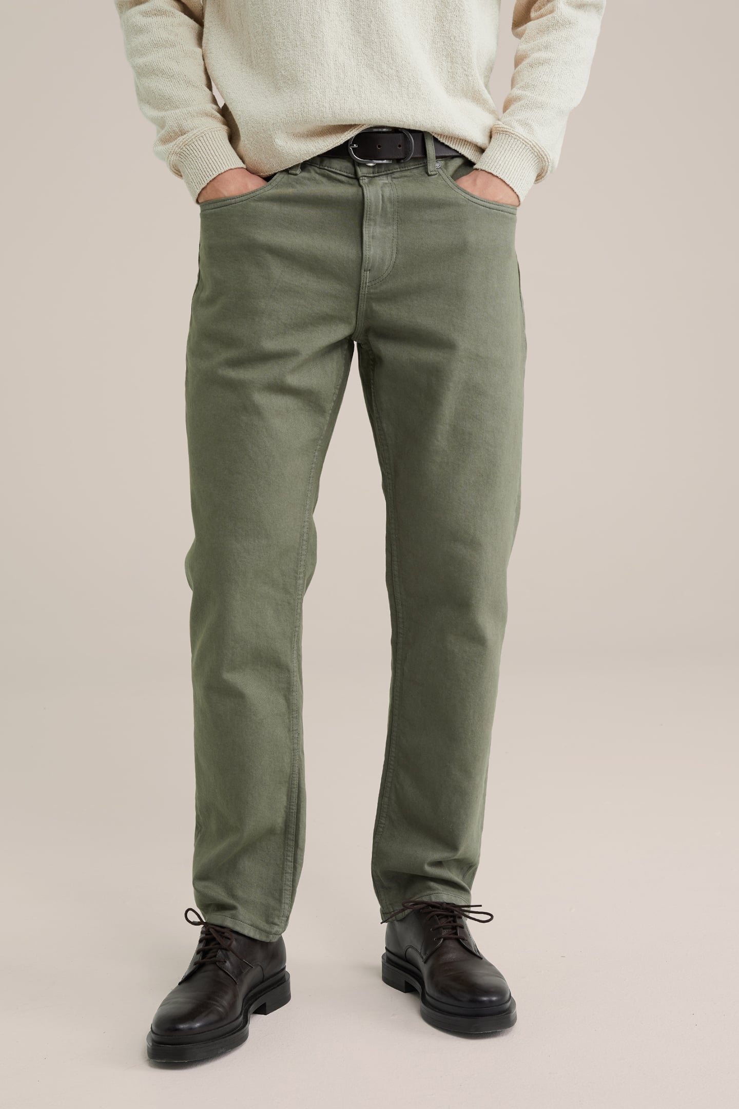 5-POCKET MID WAIST OLIVE GREEN 1