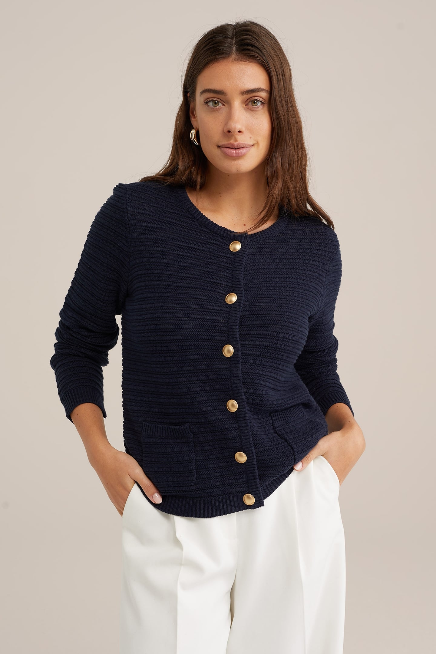 KNITTED CARDIGAN NAVY BLUE 1