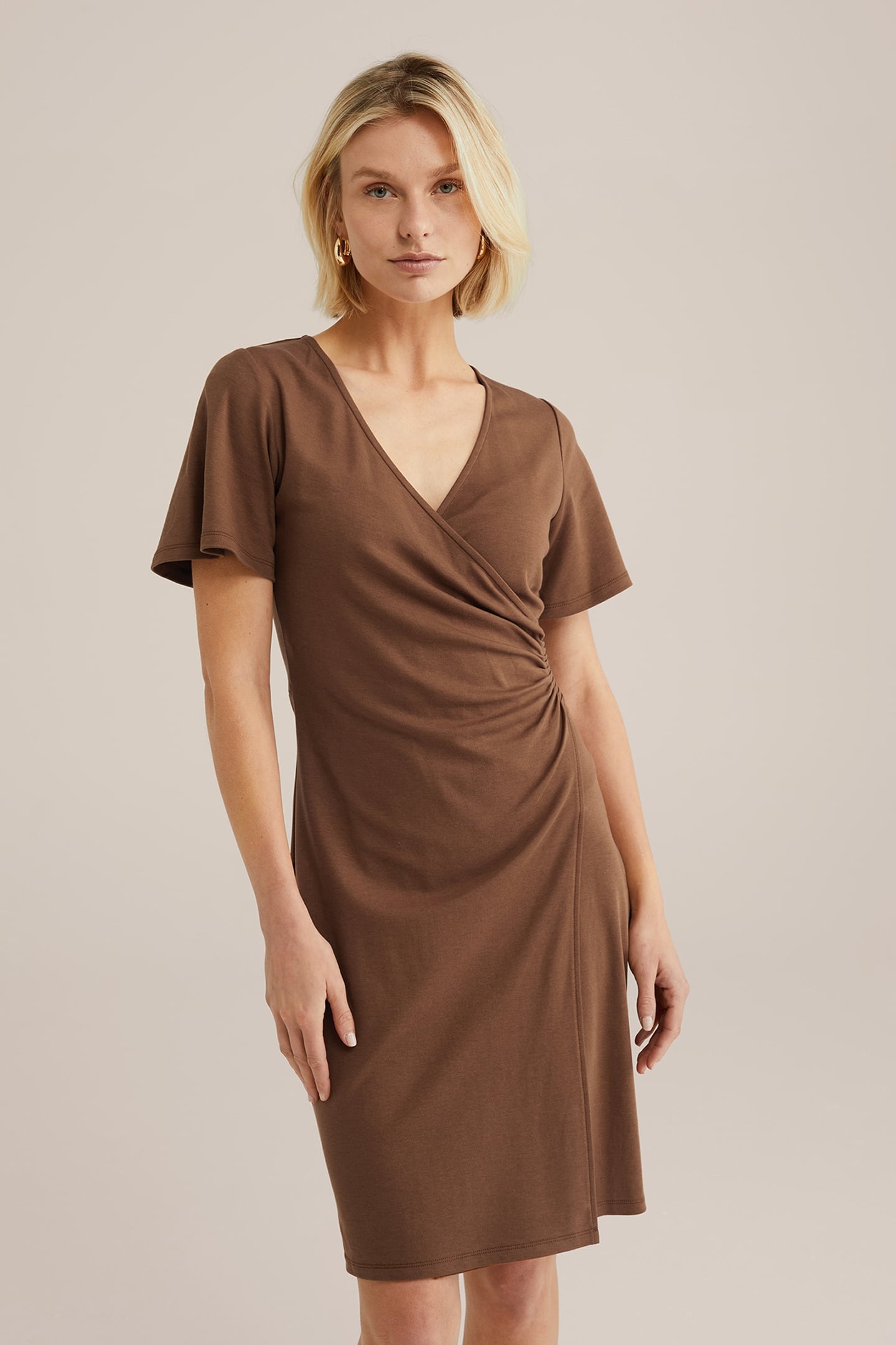 DRESS MID LENGTH BROWN 1