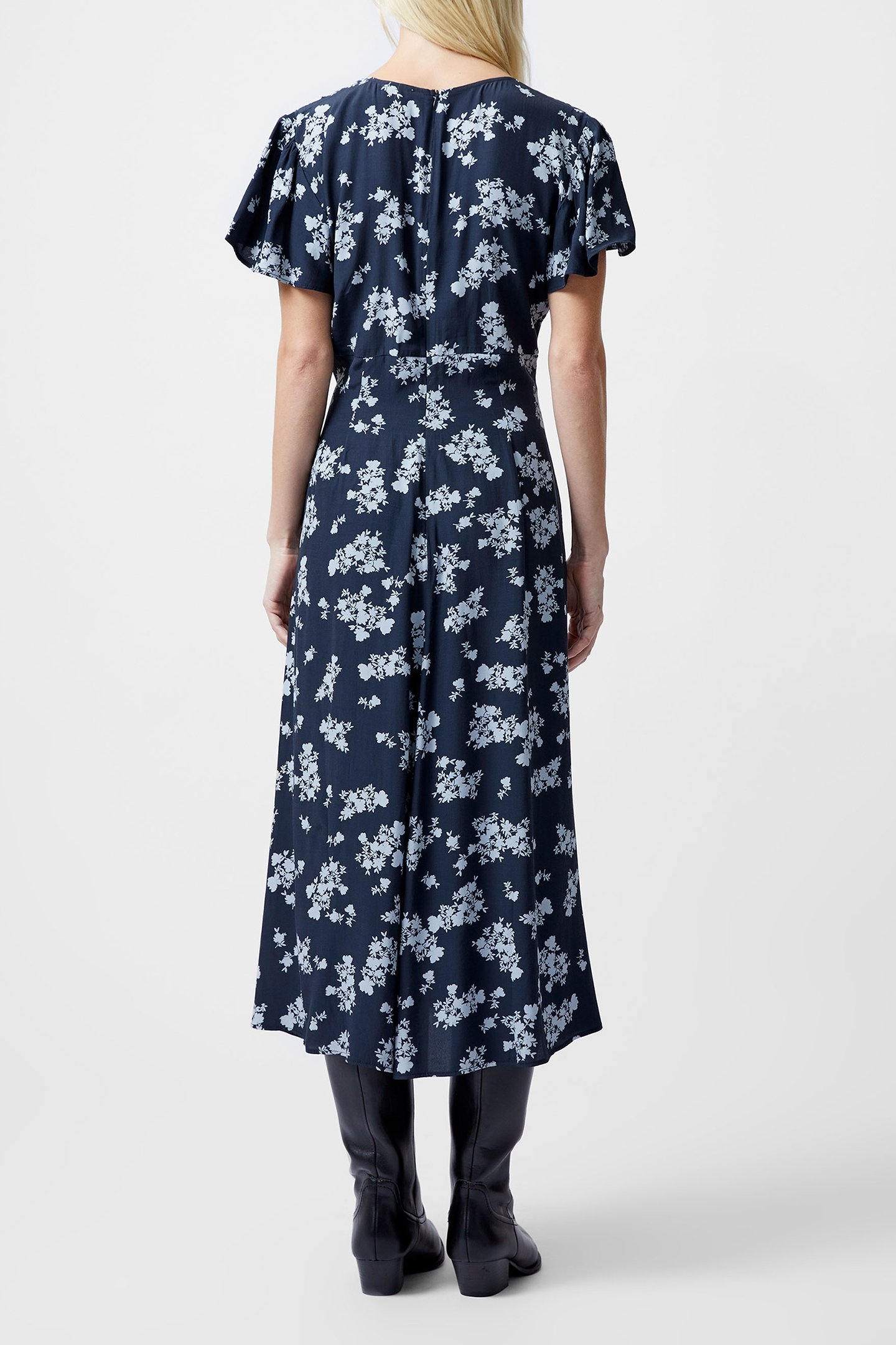 RAQUEL S/S V NK DRESS NAVY 2