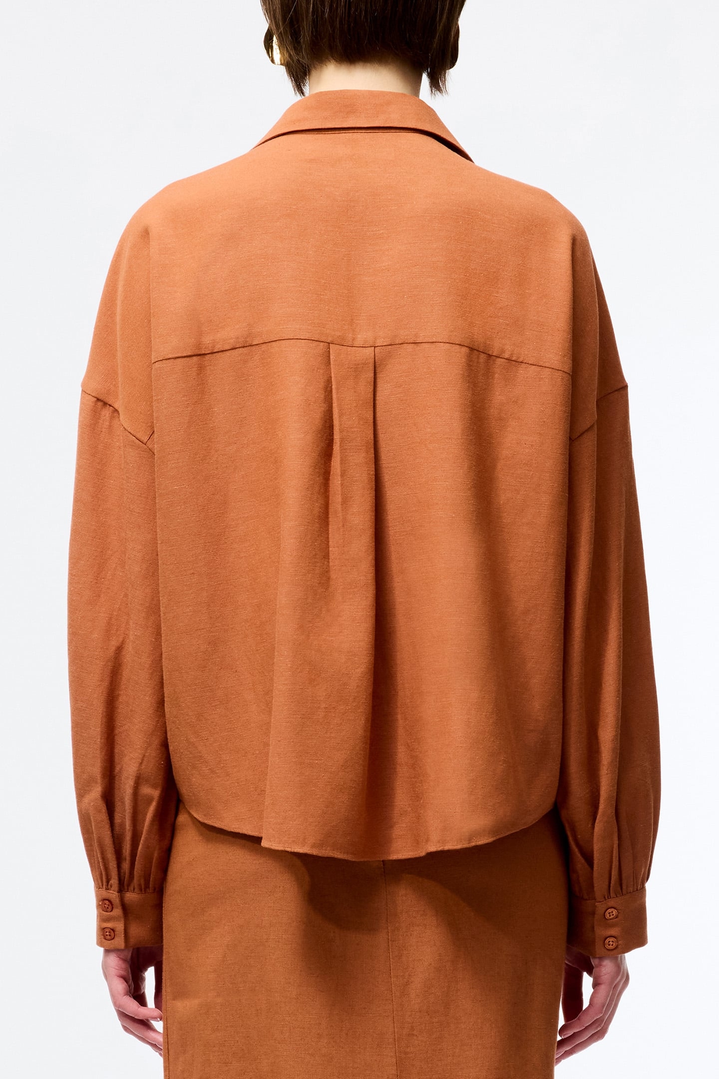 ARIETTE LIN BLENDLS TUCK SHIRT COFFEE BROWN 2