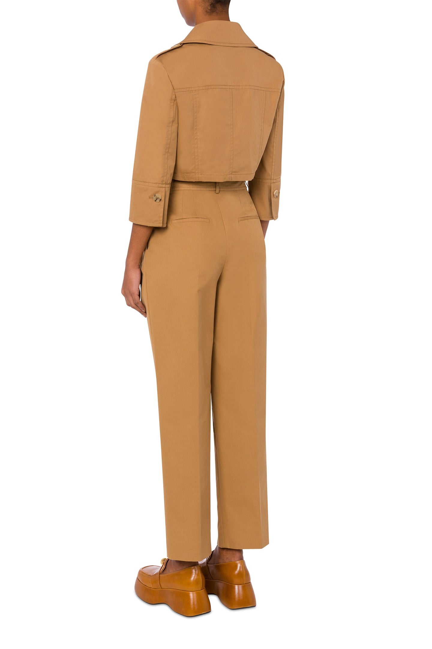 HEART SAFETY PIN CROPPED JACKET BROWN 2