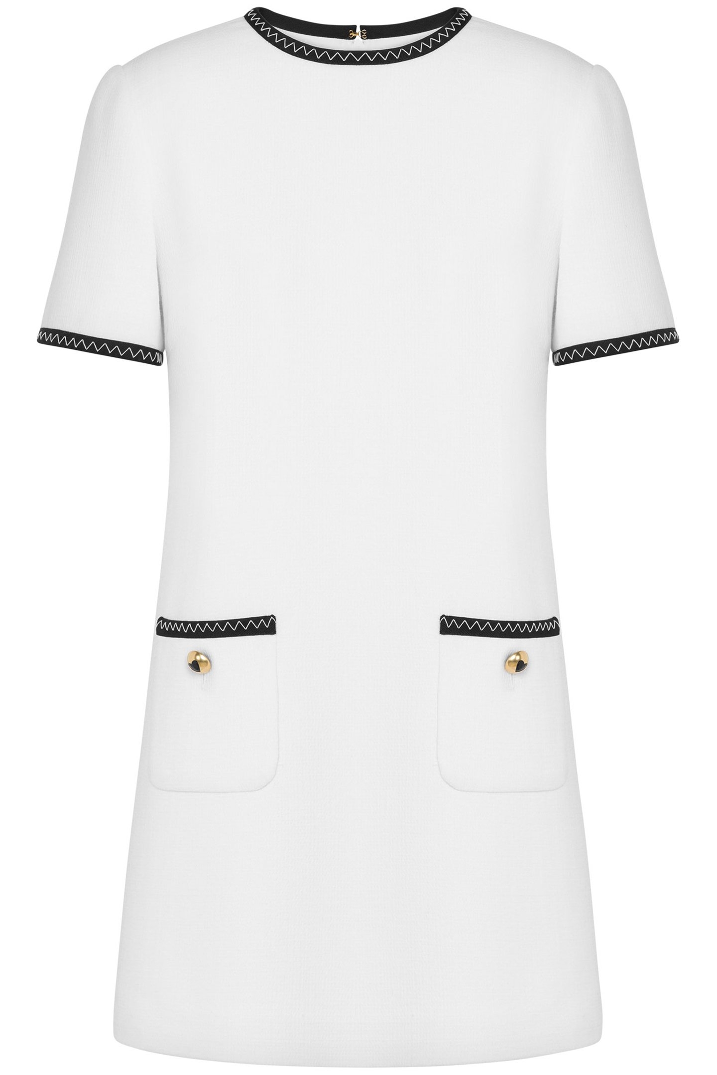 GOLD HEART BUTTONS SHORT-SLEEVED DRESS WHITE 3