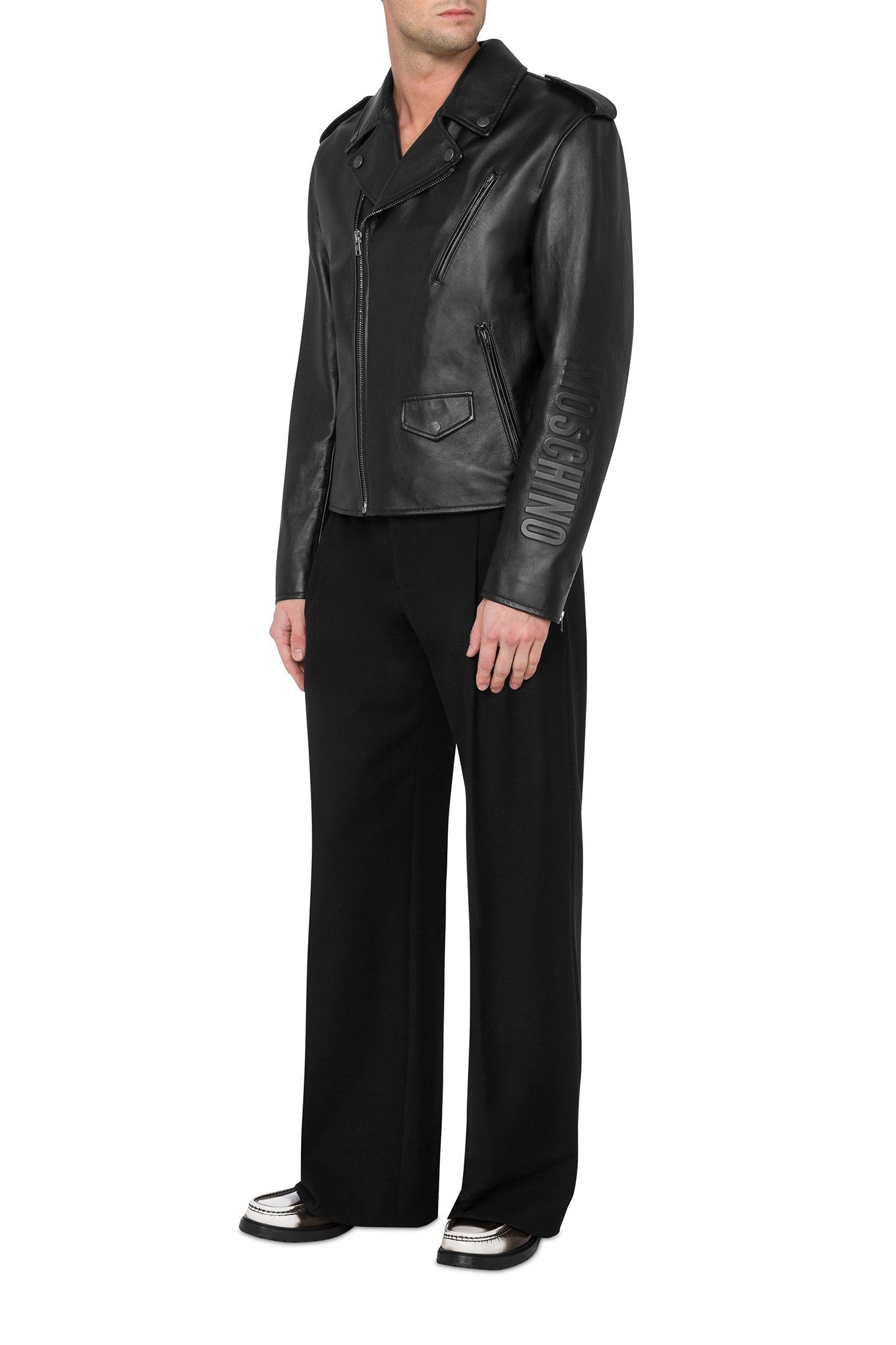 NAPPA LEATHER BIKER MOSCHINO OUTLINE BLACK 1