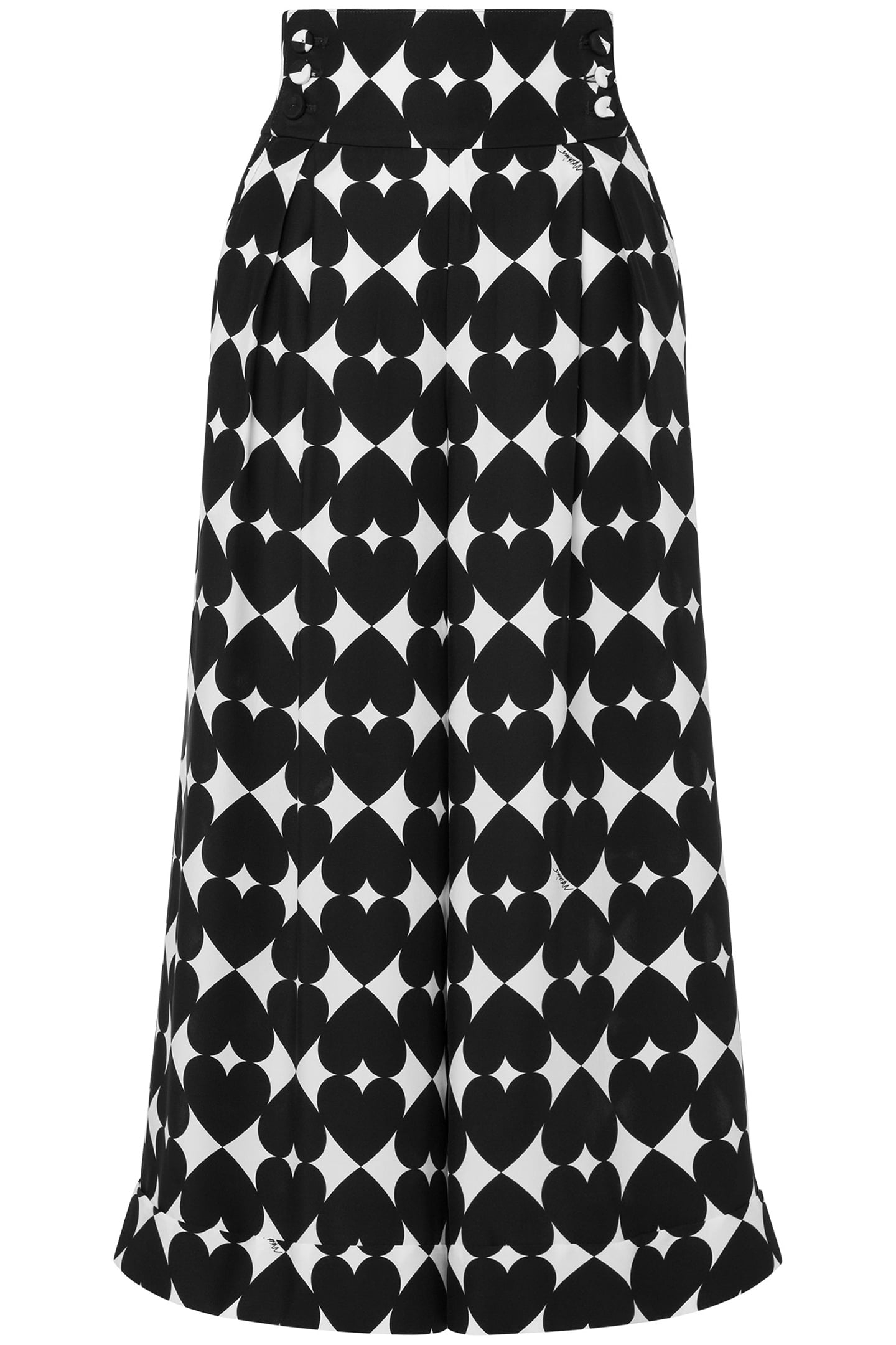 TROUSERS WITH OPTICAL HEART PRINT BLACK 3