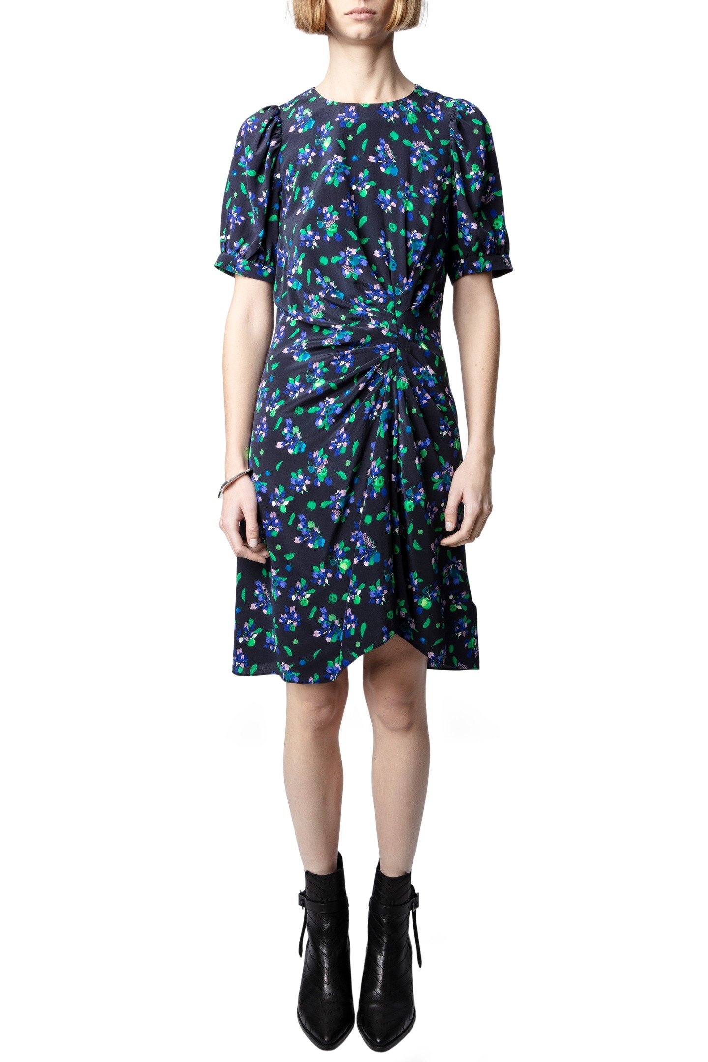 RIXE BIANCA FLOWER DRESS NOIR 1