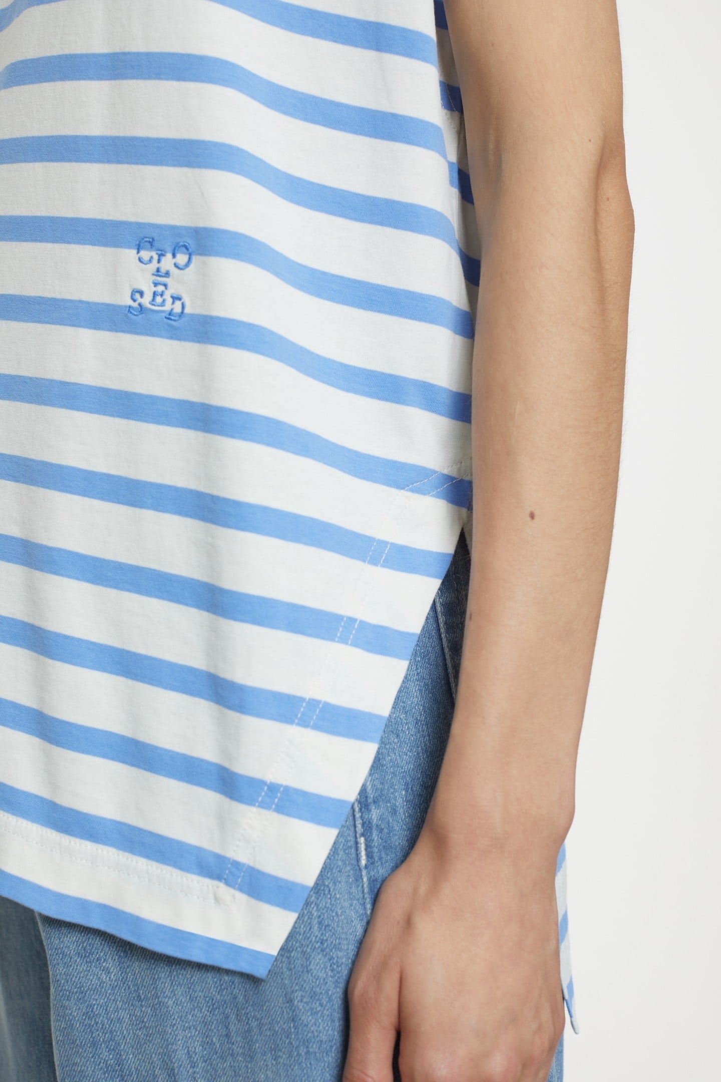 CREW NECK CAP SLEEVE T-SHIRTS CHAMBRAY BLUE 5