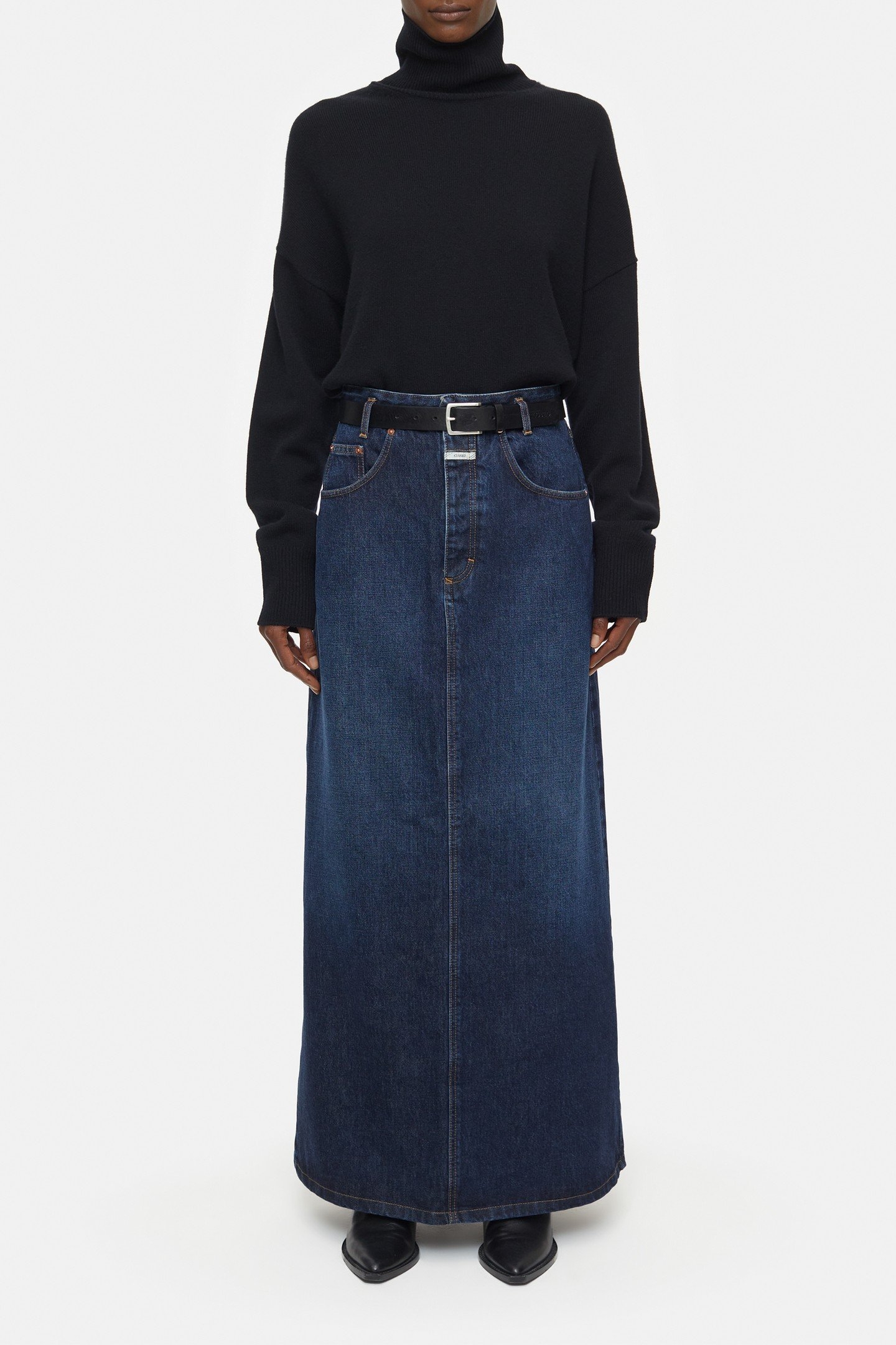 LONG 5-POCKET SKIRT DARK BLUE 3