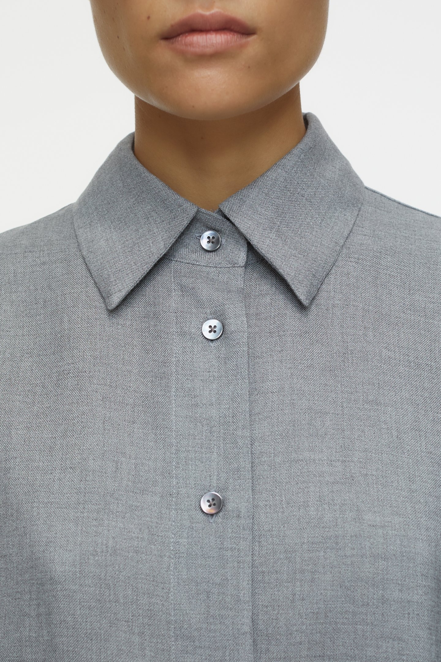 PLEAT BLOUSE SHIRT DARK GREY MELANGE 8