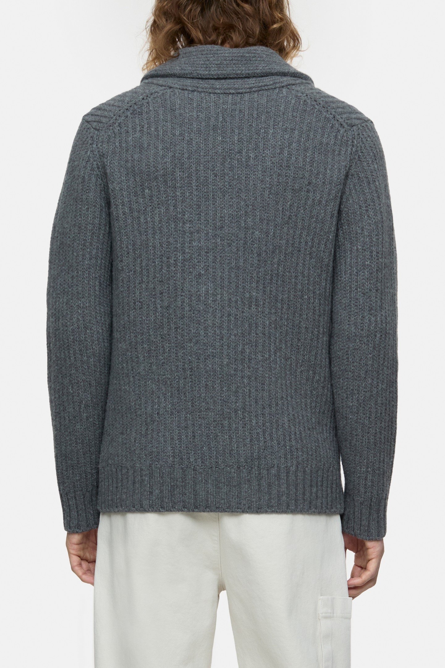 SCARF COLLAR CARDIGAN KNITS DARK GREY MELANGE 2