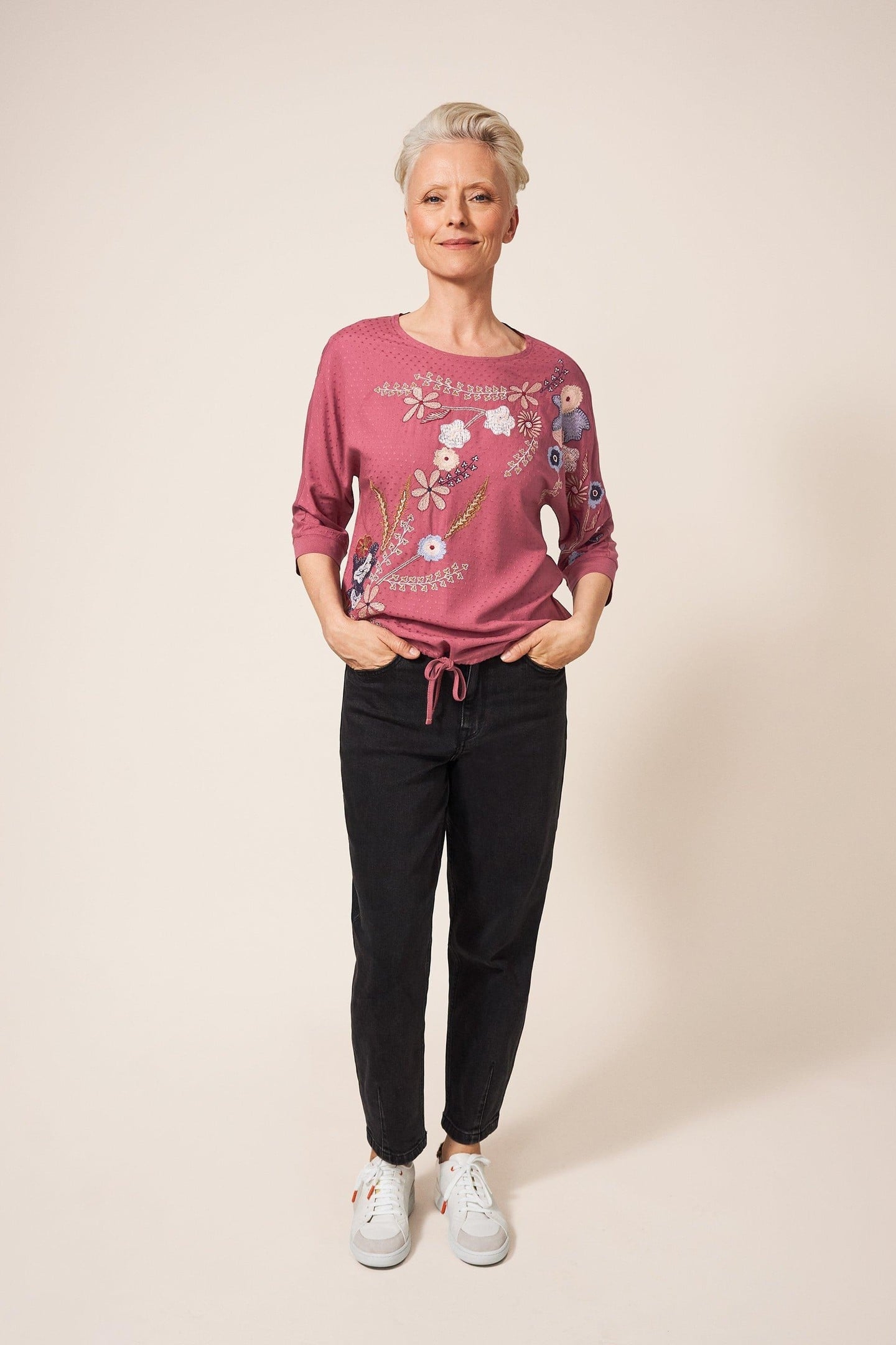 COPENHAGEN TIE HEM TOP PINK MULTI 1