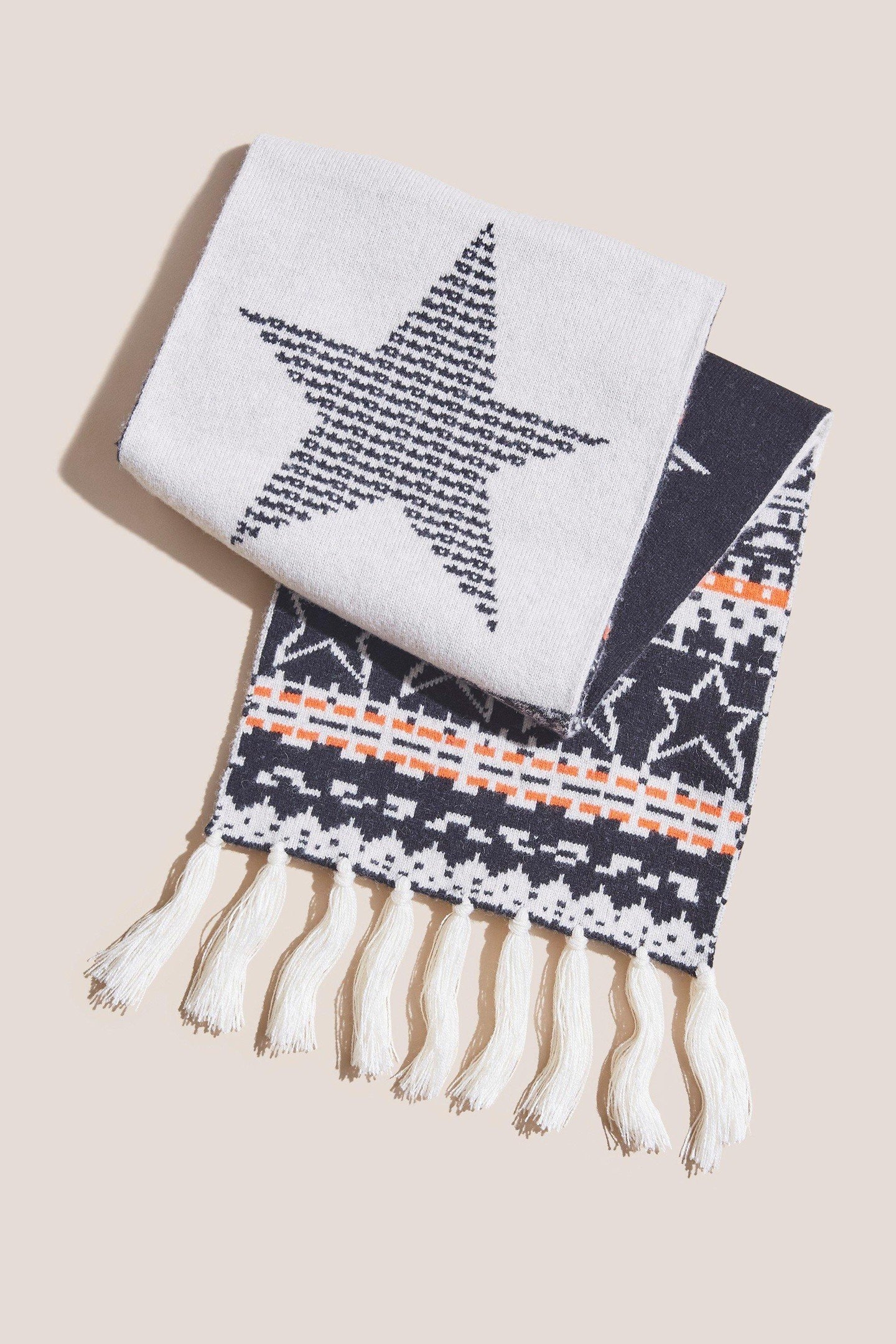 STAR FAIRISLE SCARF NATURAL MULTI 1
