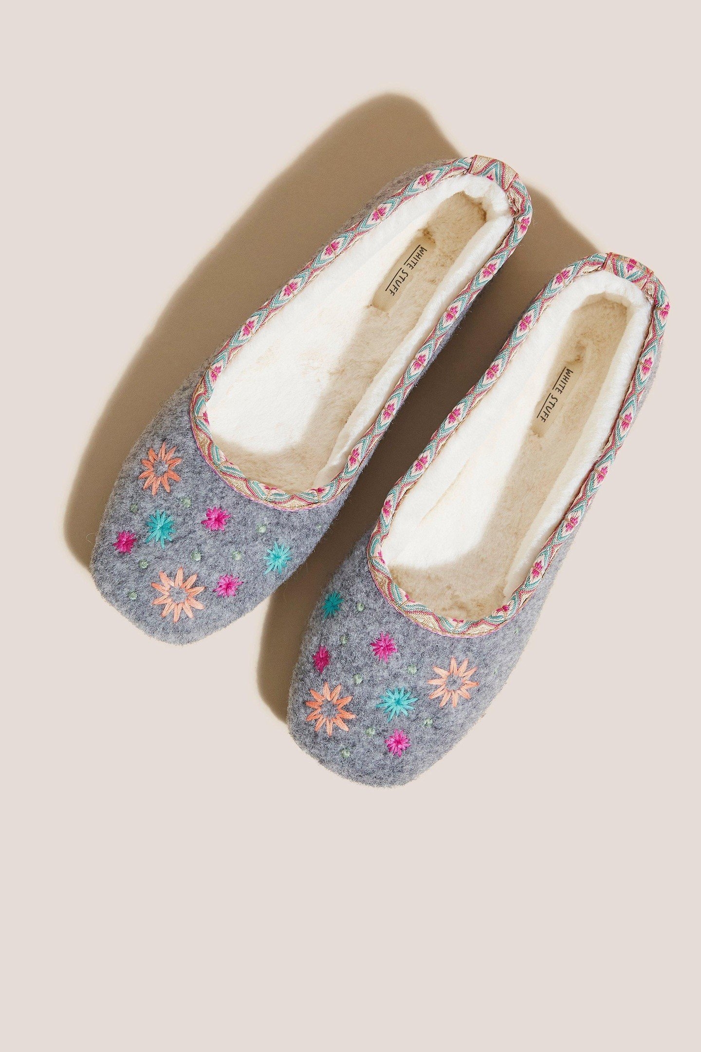 EMBROIDERED BALLET SLIPPER GREY MULTI 3