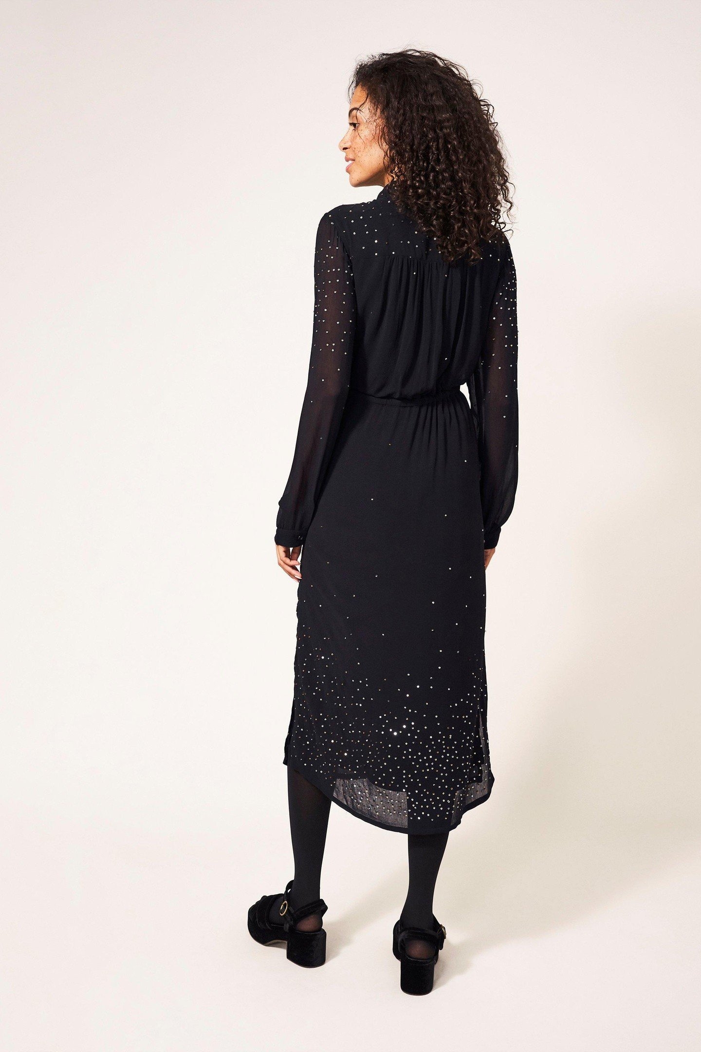 CELINE SEQUIN SHIRT DRESS BLACK MULTI 1