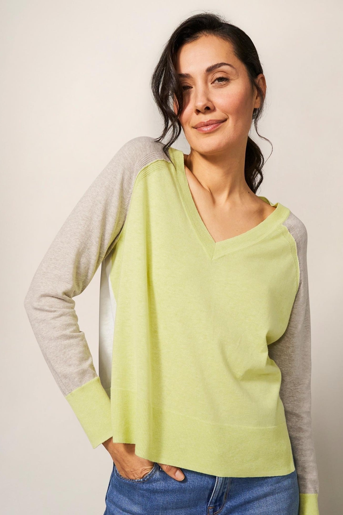 CARRIE COLOURBLOCK JUMPER YELLOW MULTI 1