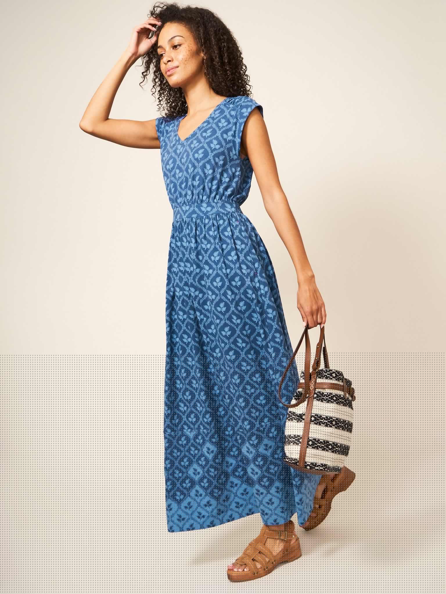 DARCIE JERSEY MAXI DRESS NAVY MULTI 1