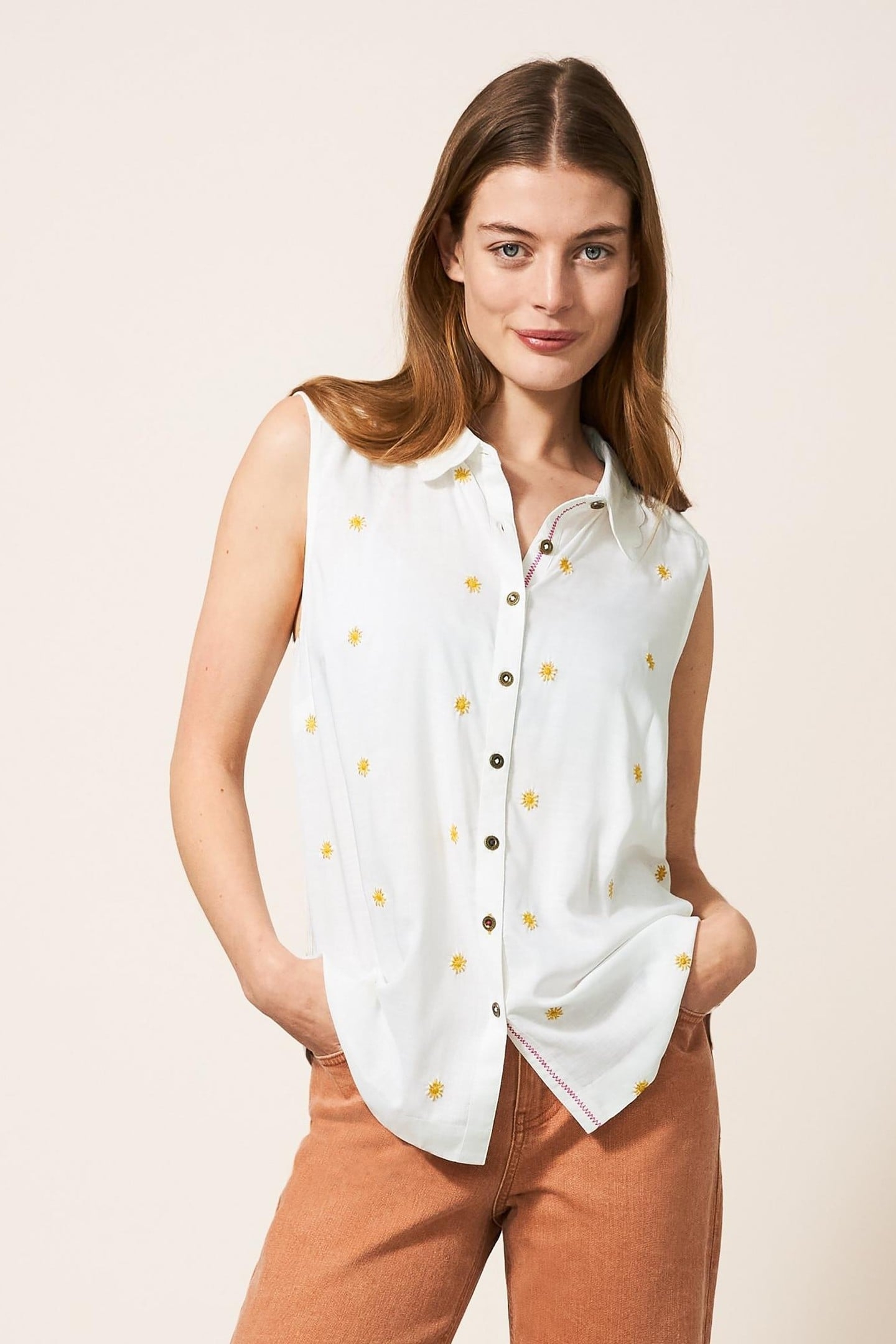 LIZZIE EMBROIDERED SHIRT WHITE MULTI 2