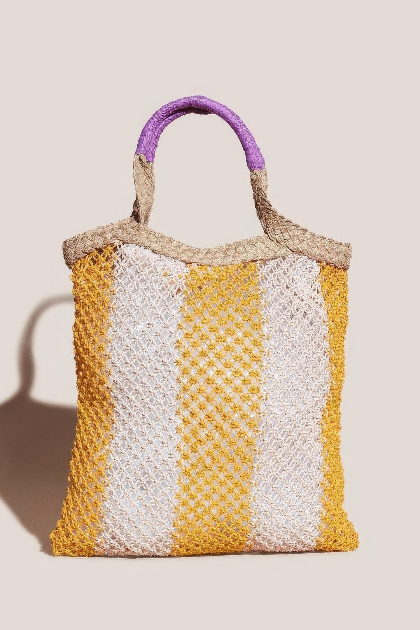 ST IVES JUTE MACRAME SHOPPER NATURAL MULTI 1