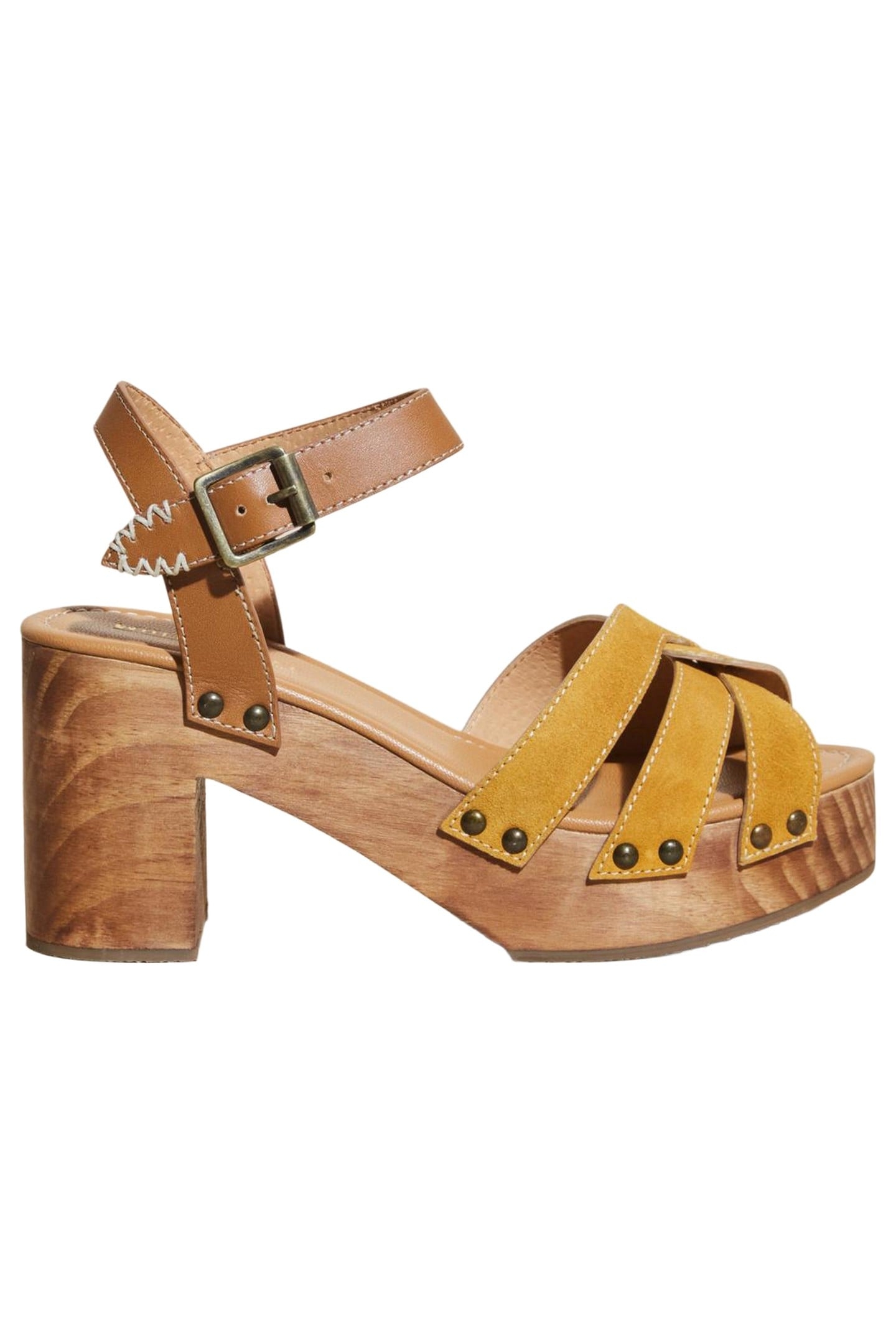 TWIST LEATHER HIGH CLOG SANDAL MID YELLOW 4