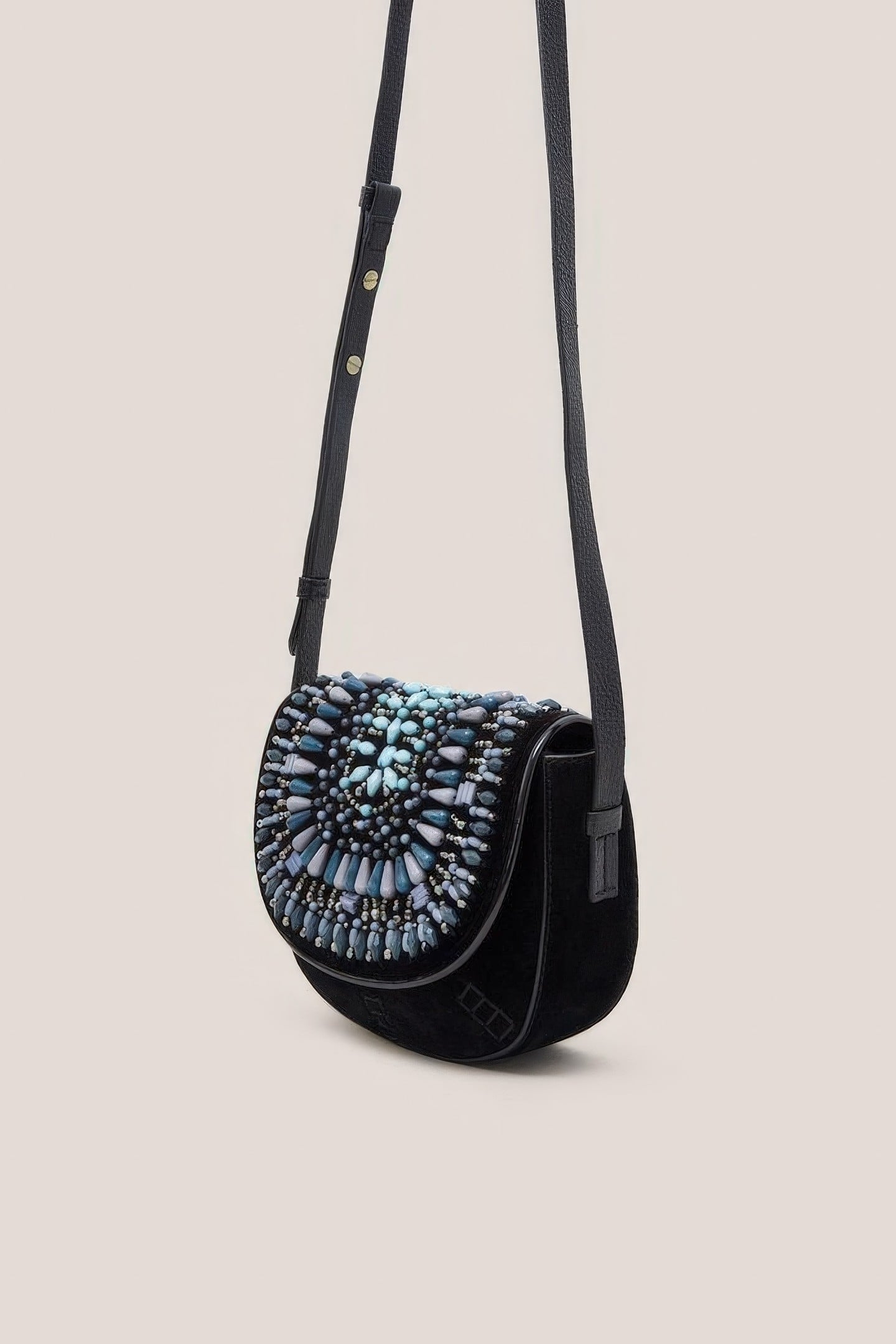 BLAIR SUEDE EMBELLISHED BAG NAVY MULTI 3