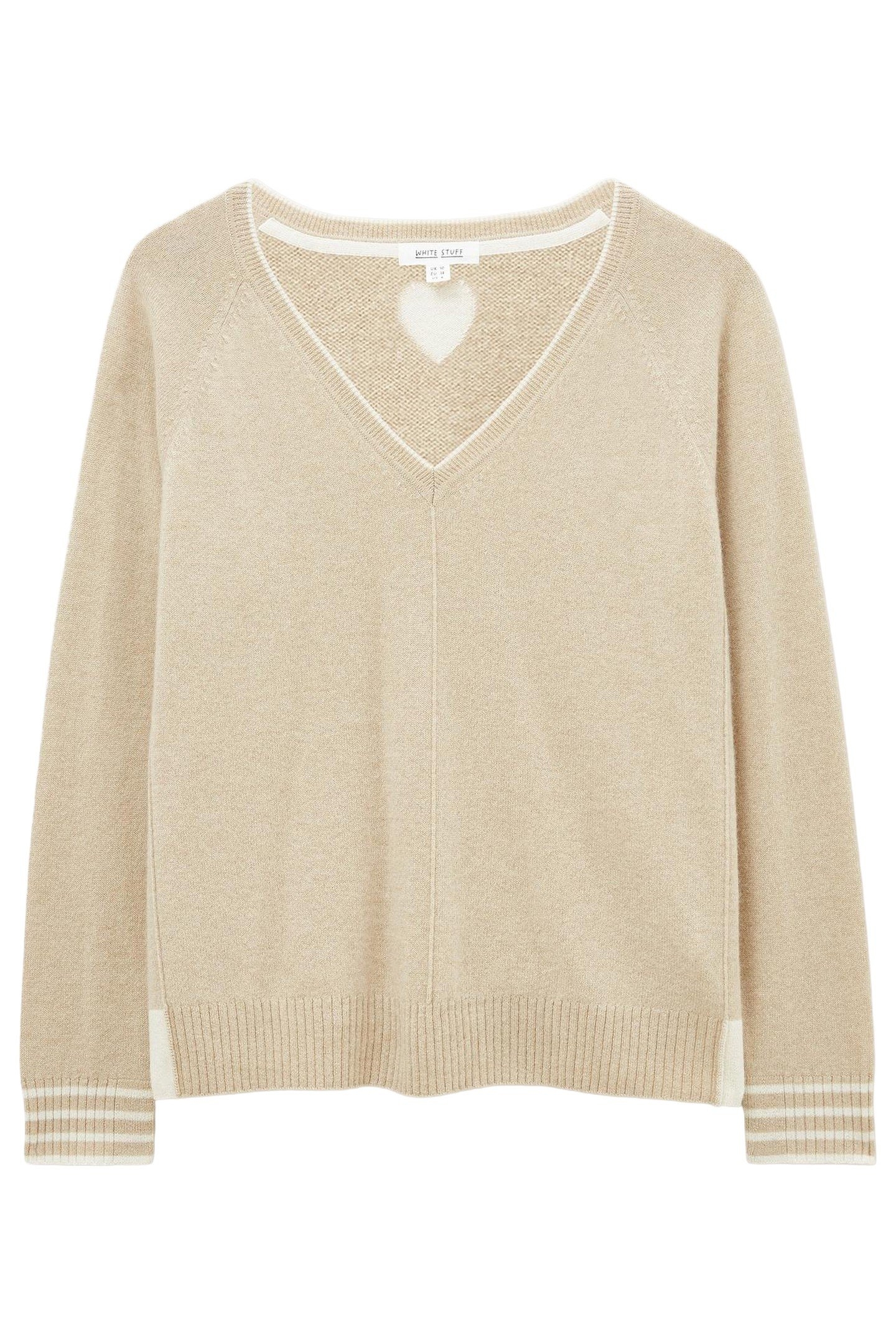 CLARA V NECK CASHMERE JUMPER NATURAL MULTI 2