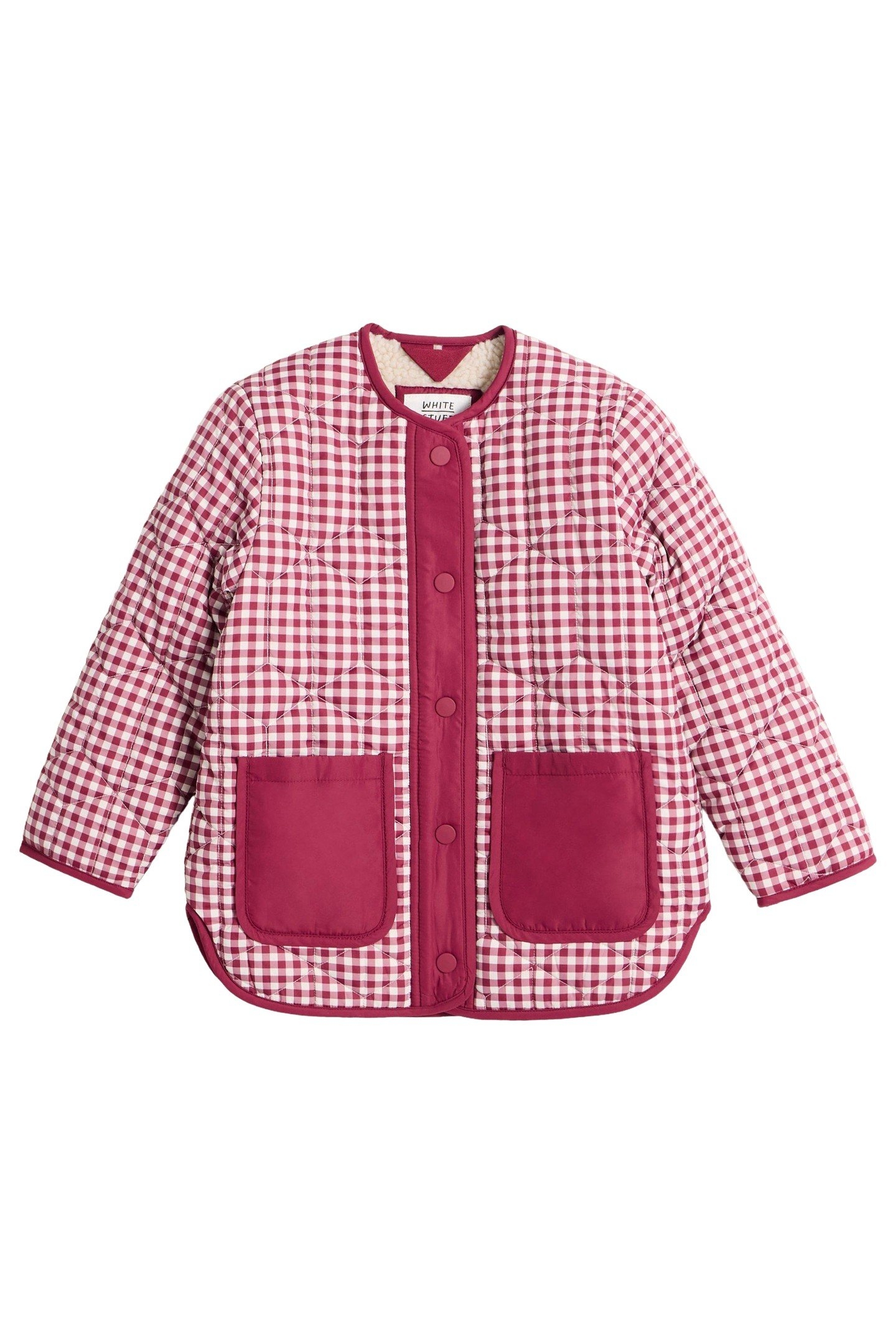 GINGHAM BORG LINED COAT DEEP RED 1